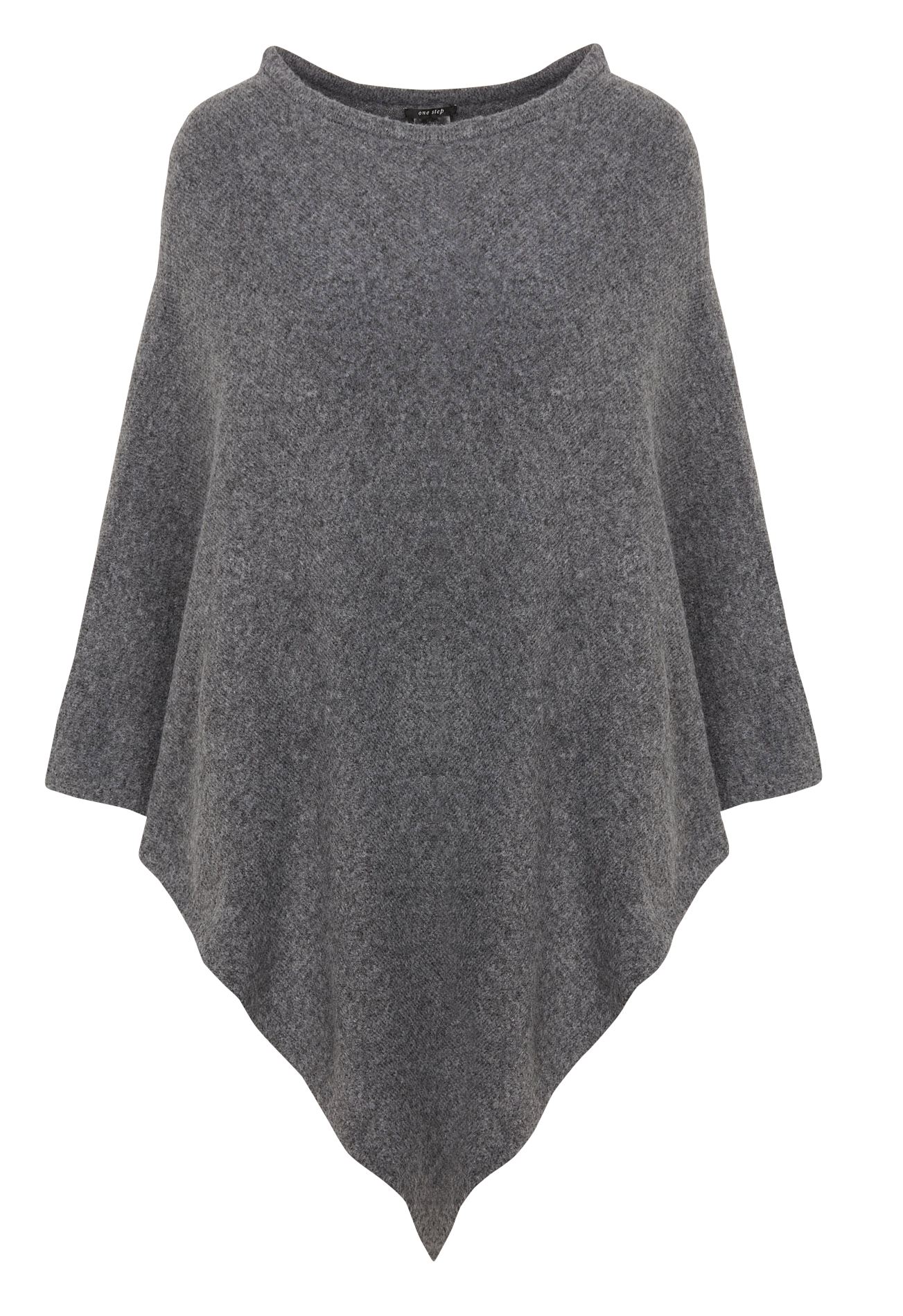 Ponch col rond en maille mélangée ALAMO Gris beton