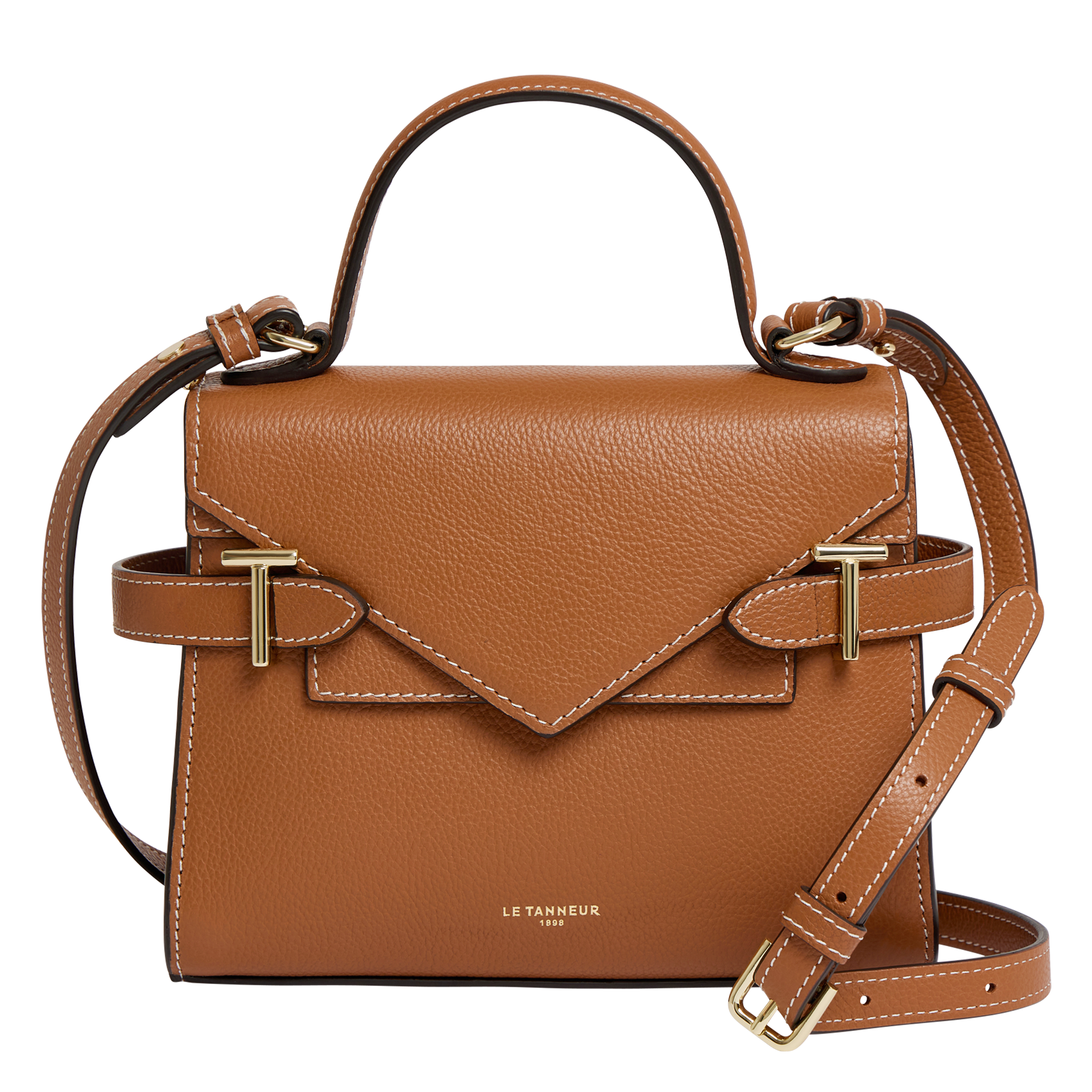 Leather handbag LE TANNEUR Brown