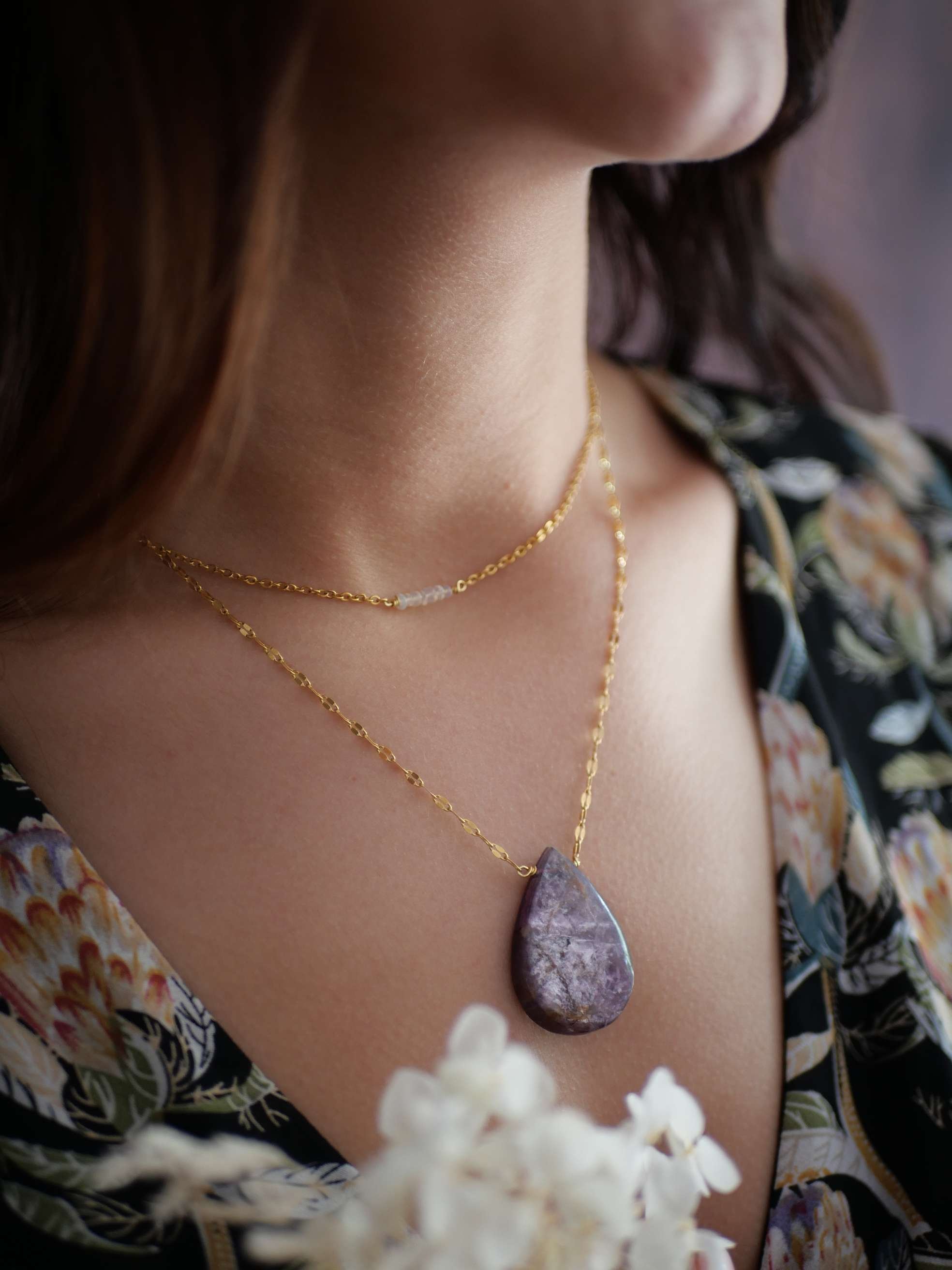 Ethiopian opal necklace GINANDGER Golden