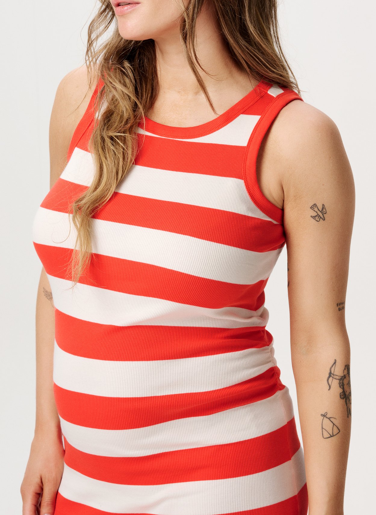 Robe midi rayée en coton bio NOPPIES Rouge