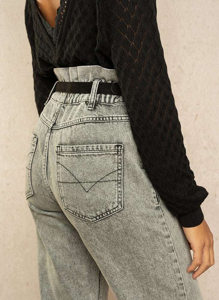 Faded slim-fit jeans GRACE ET MILA Grey