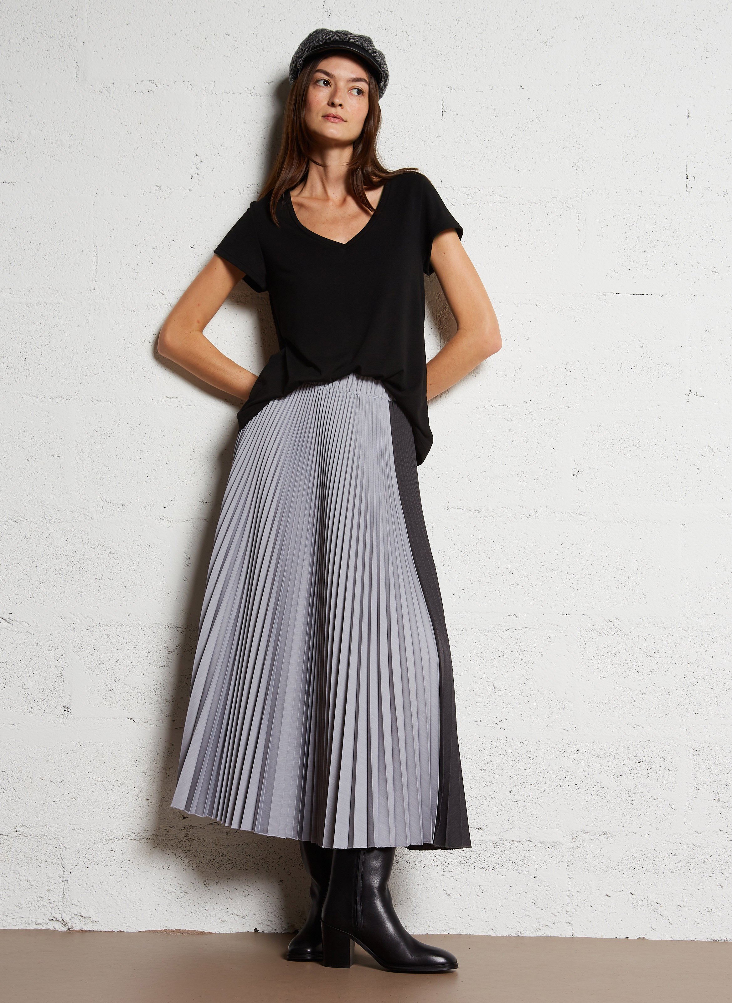 Jupe longue plissée IMPERIAL Argent