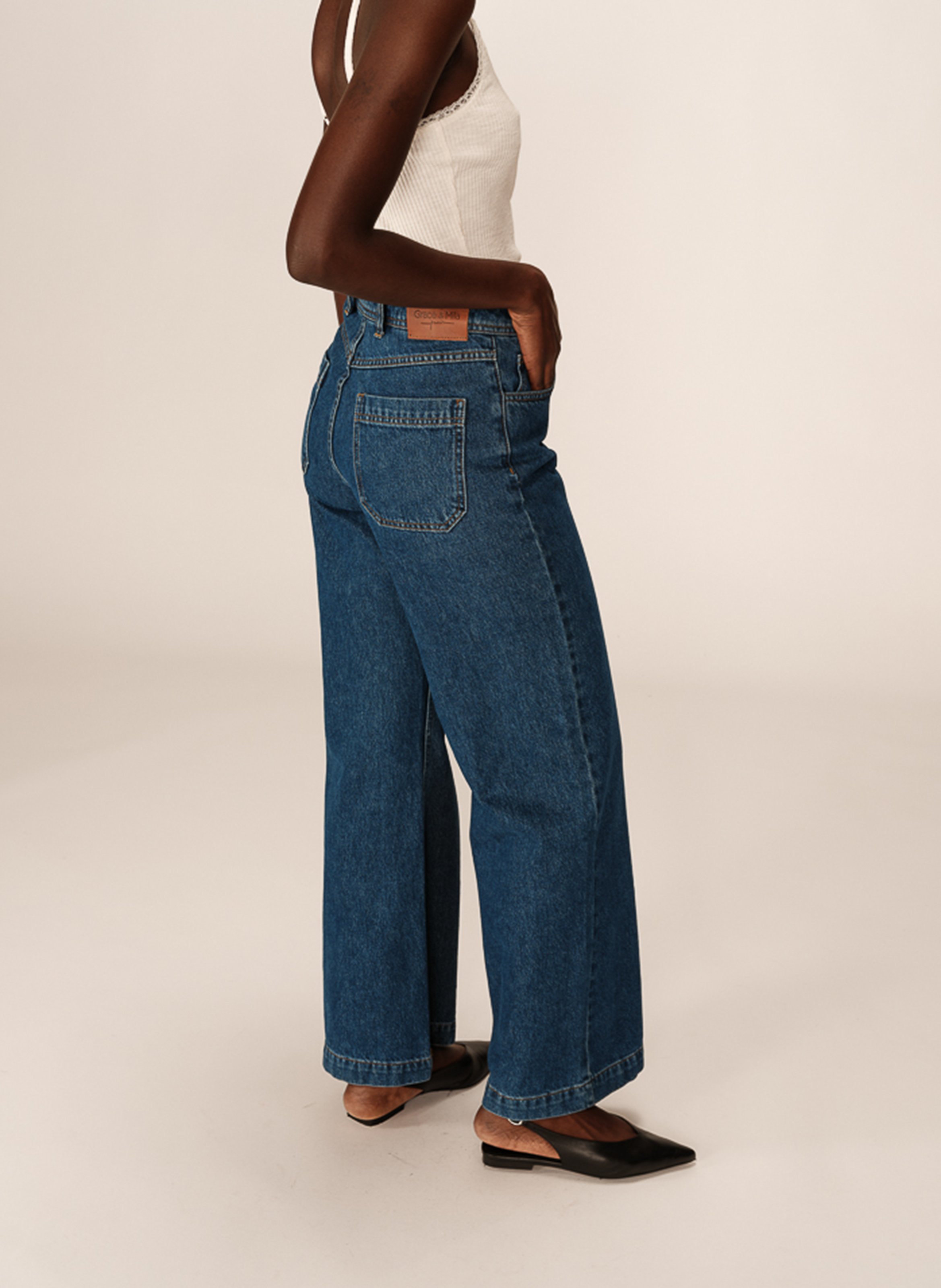 Wide leg cotton jeans GRACE ET MILA Blue