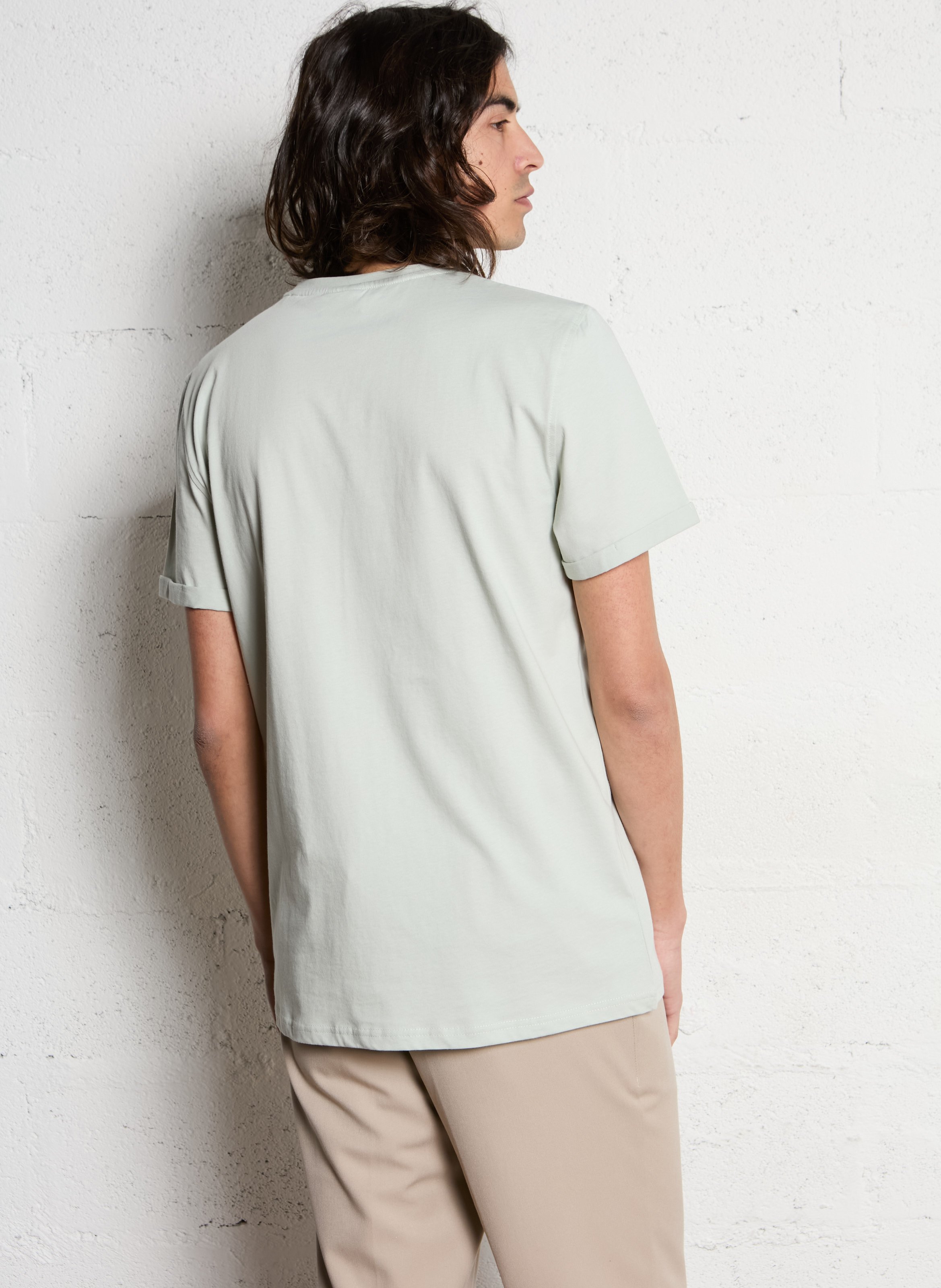 Heathered straight cotton t-shirt LES DEUX Green