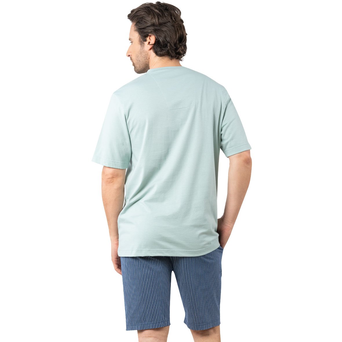 Men's short organic cotton V-neck pajamas by Eminence EMINENCE Blue