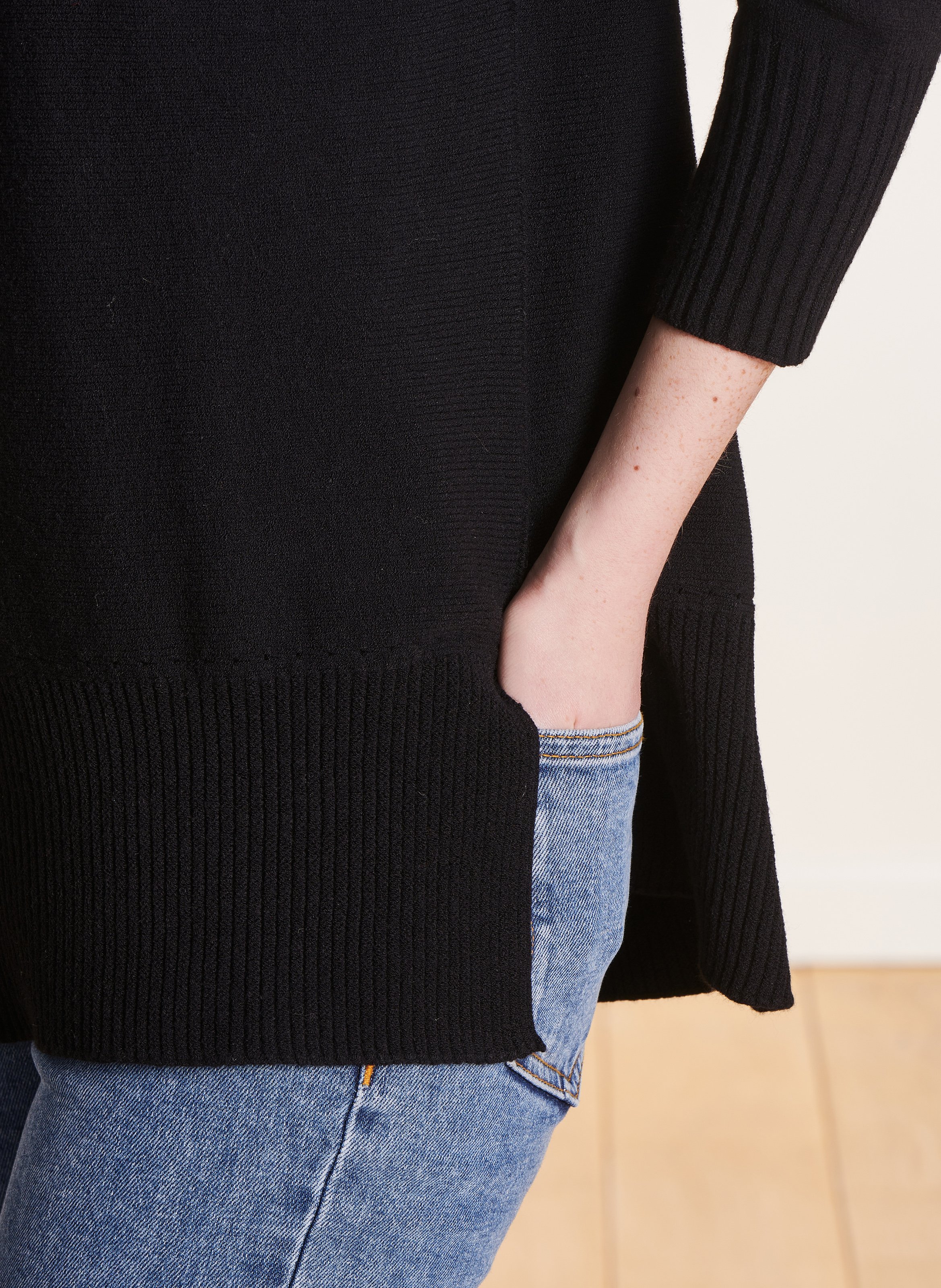 Loose-fit knit sweater with boat neck LA FEE MARABOUTEE Black