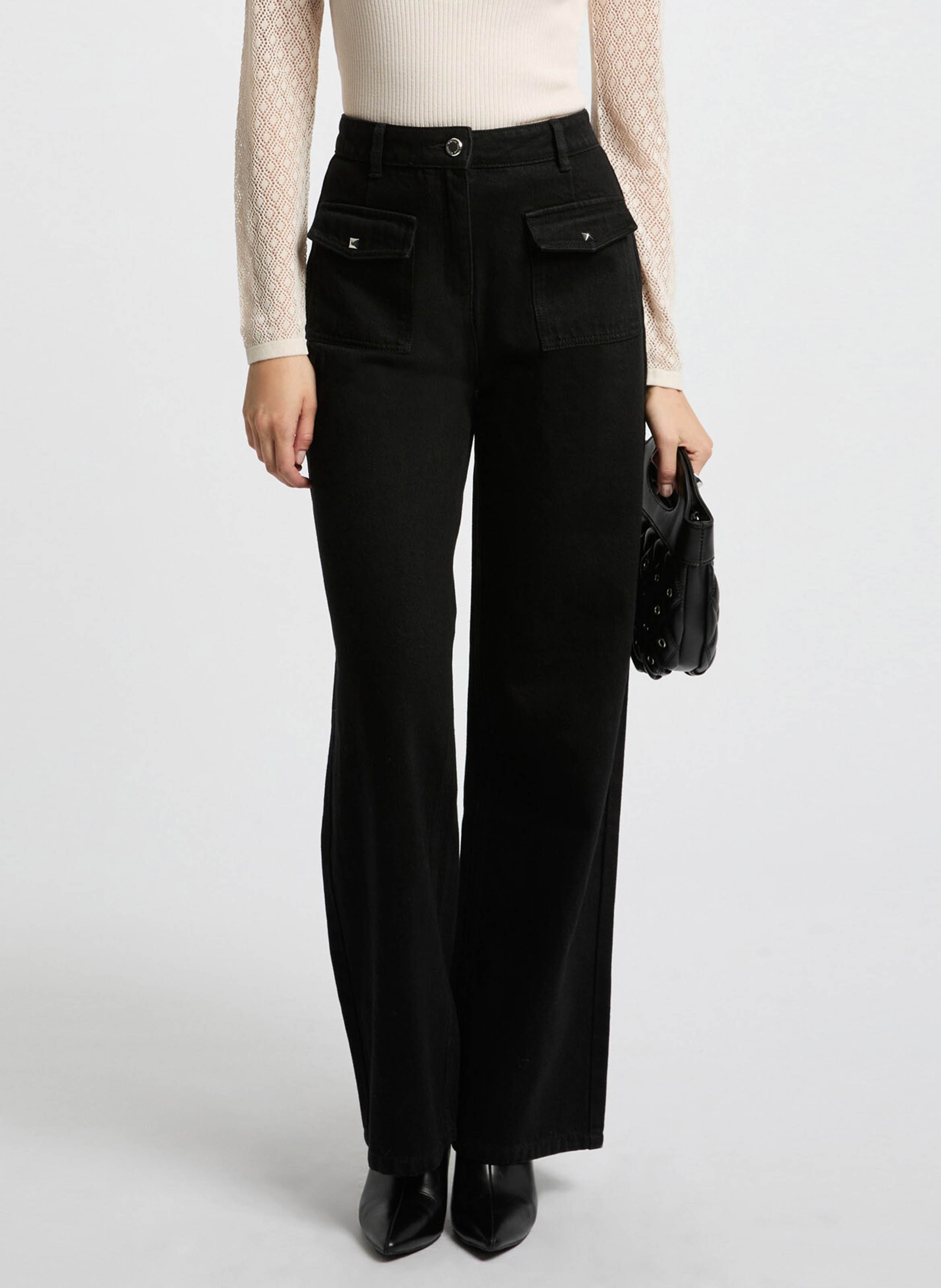 Vaquero ancho de algodón MORGAN Negro