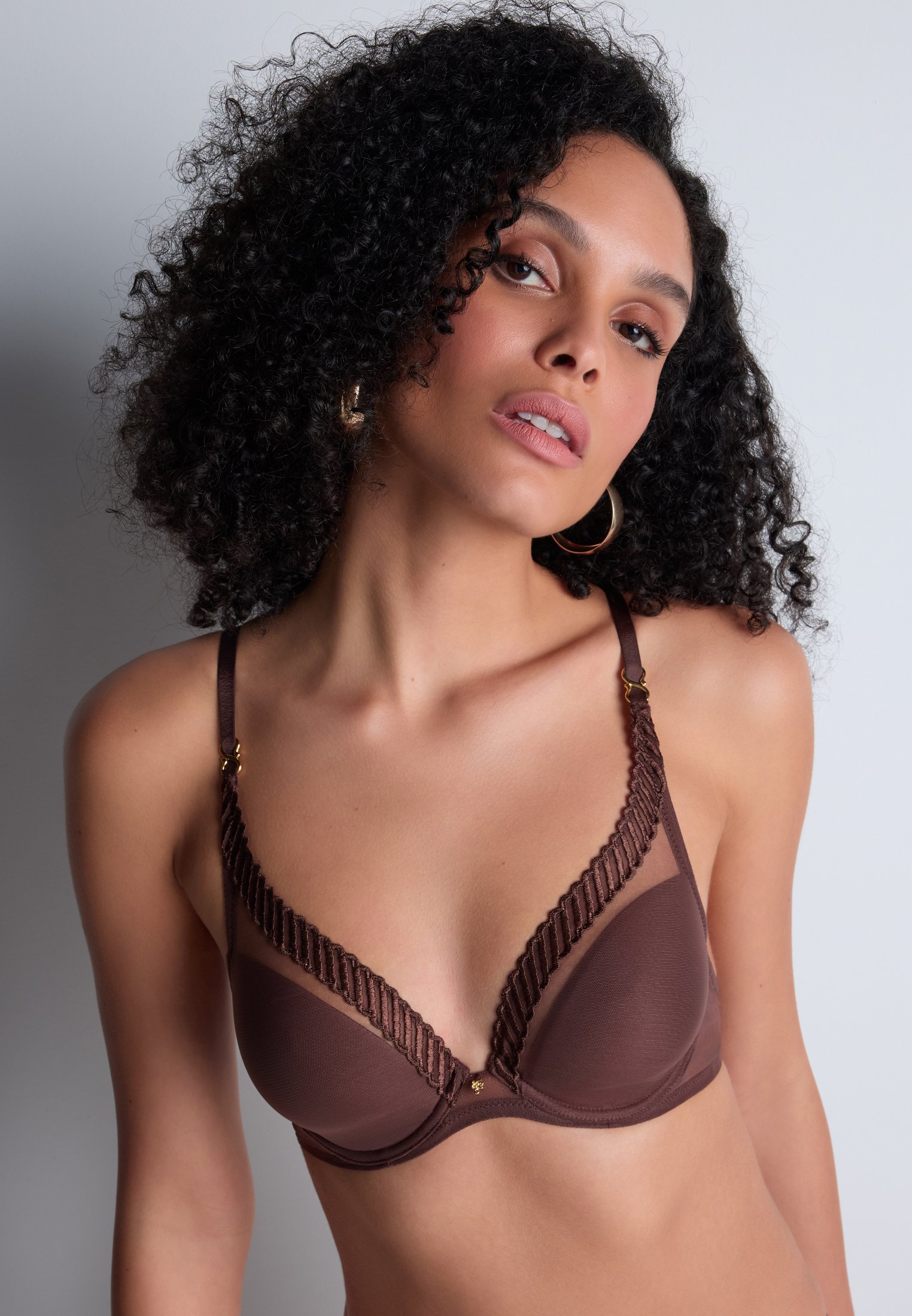 A la Folie kohl black underwired triangle bra AUBADE Brown