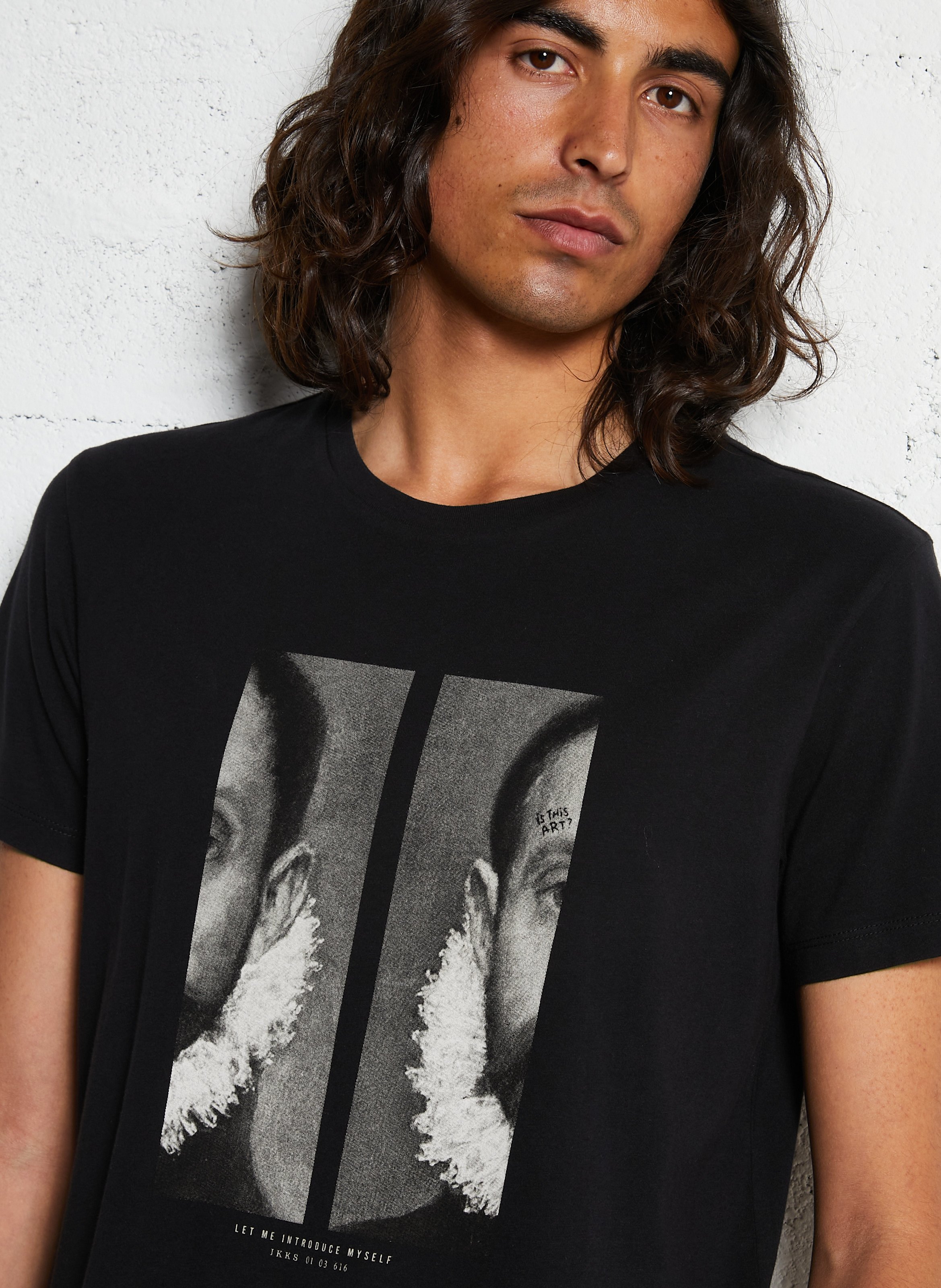 Tee-shirt droit en coton sérigraphié IKKS Noir