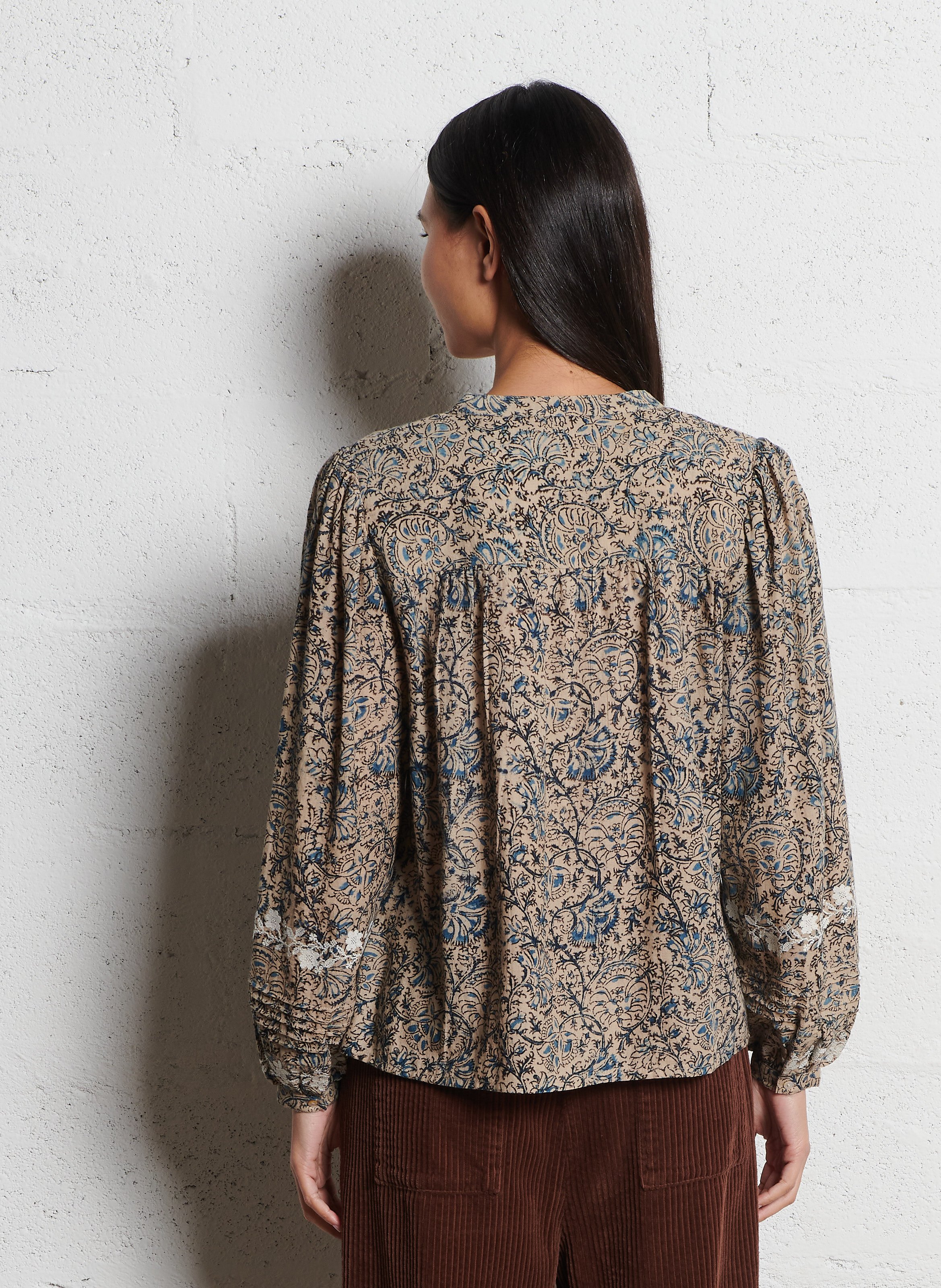 Baumwollbluse mit Rundhalsausschnitt EMILE ET IDA Beige