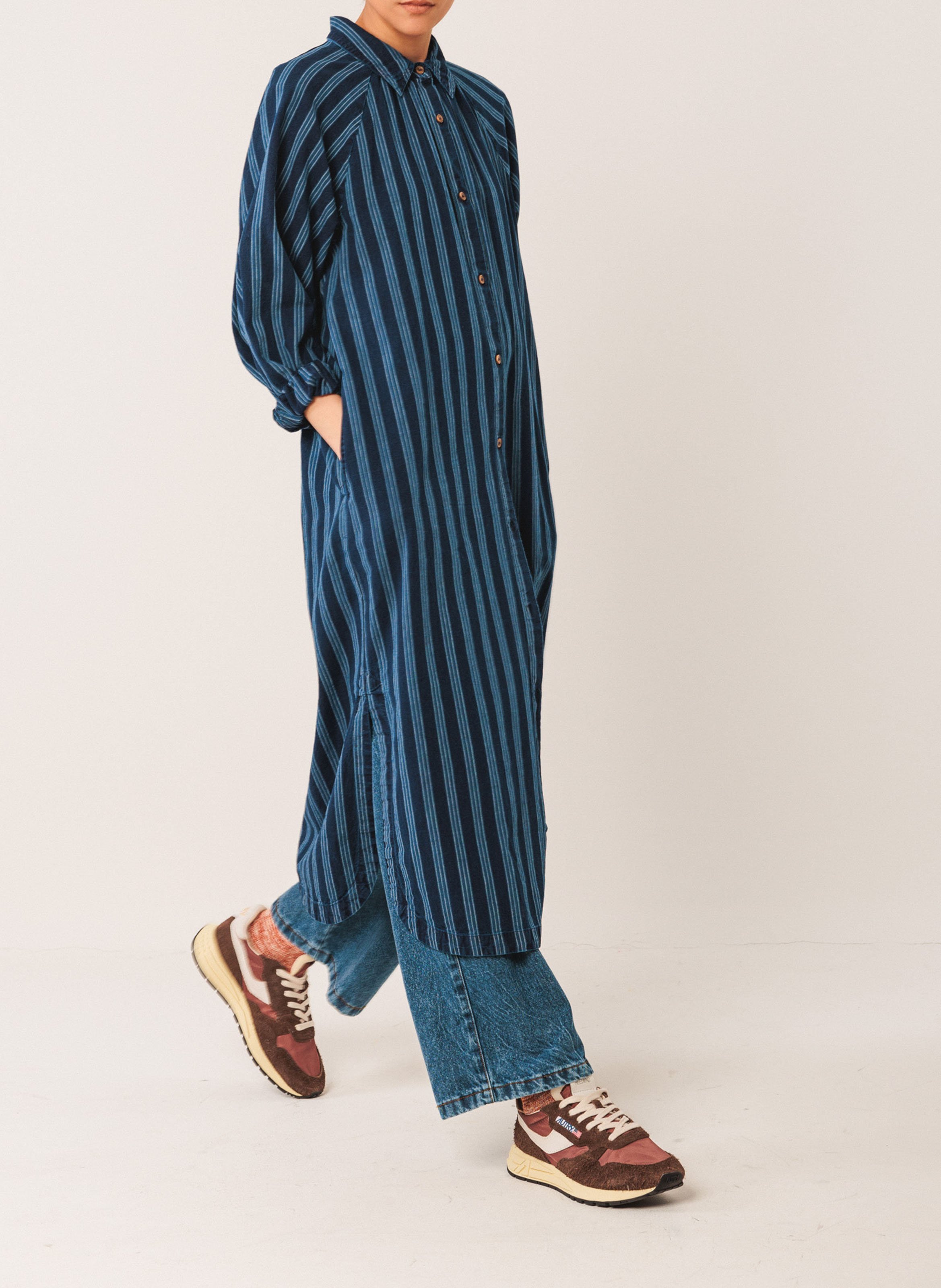 Striped loose fit midi dress INDI & COLD Blue