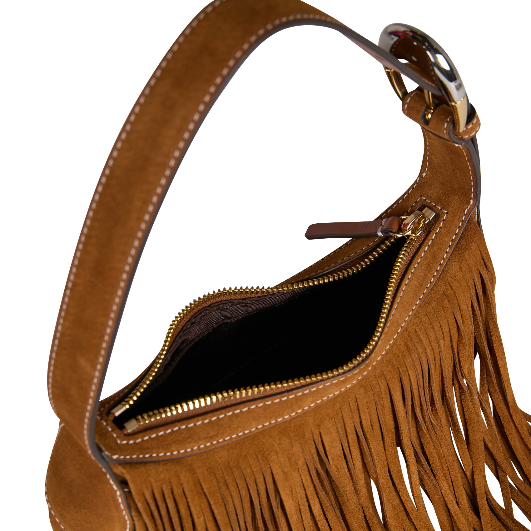 Leather clutch bag STAUD Brown