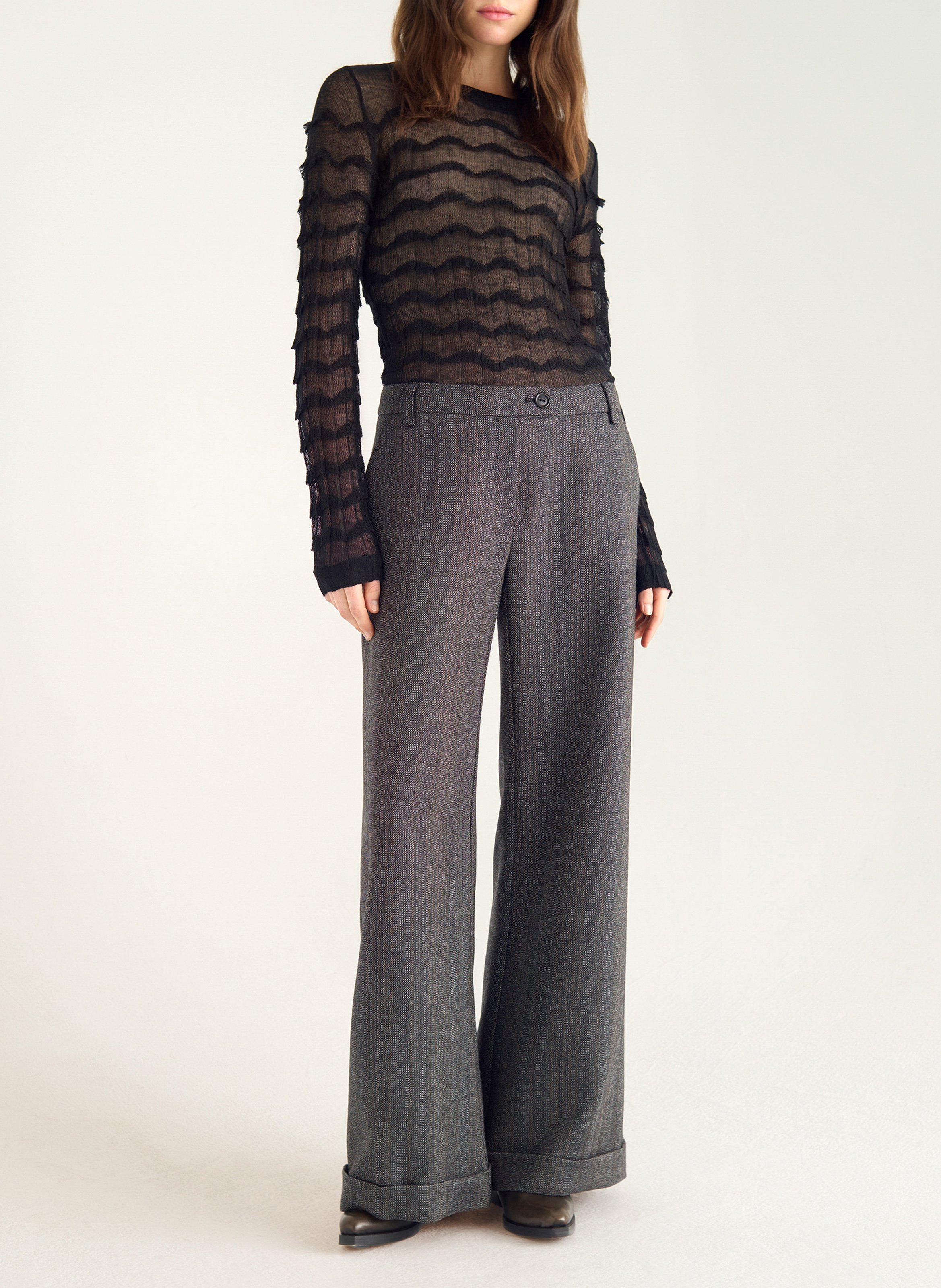 Flared tweed pants COTELAC Black
