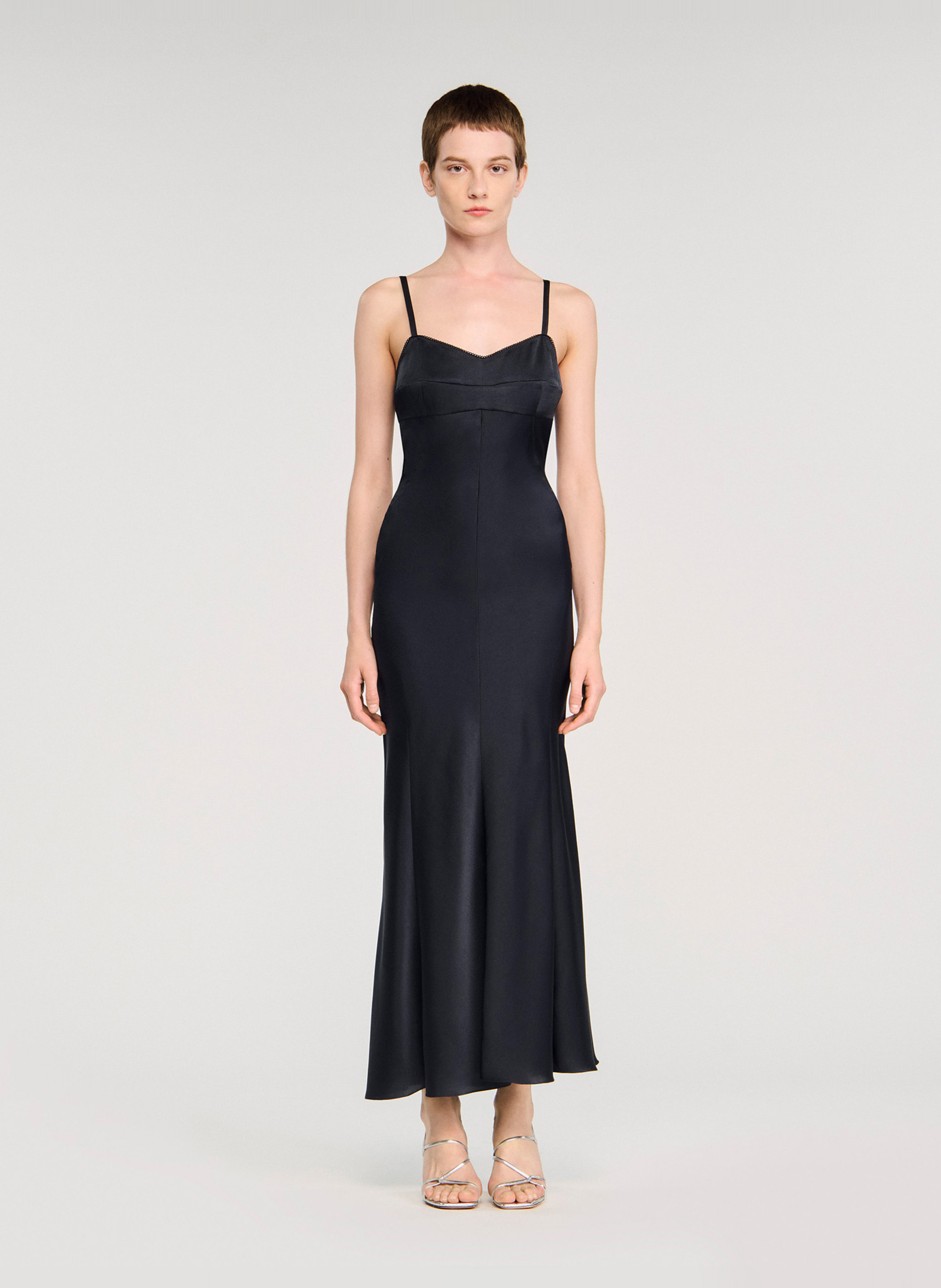 Robe longue satinée SANDRO Bleu