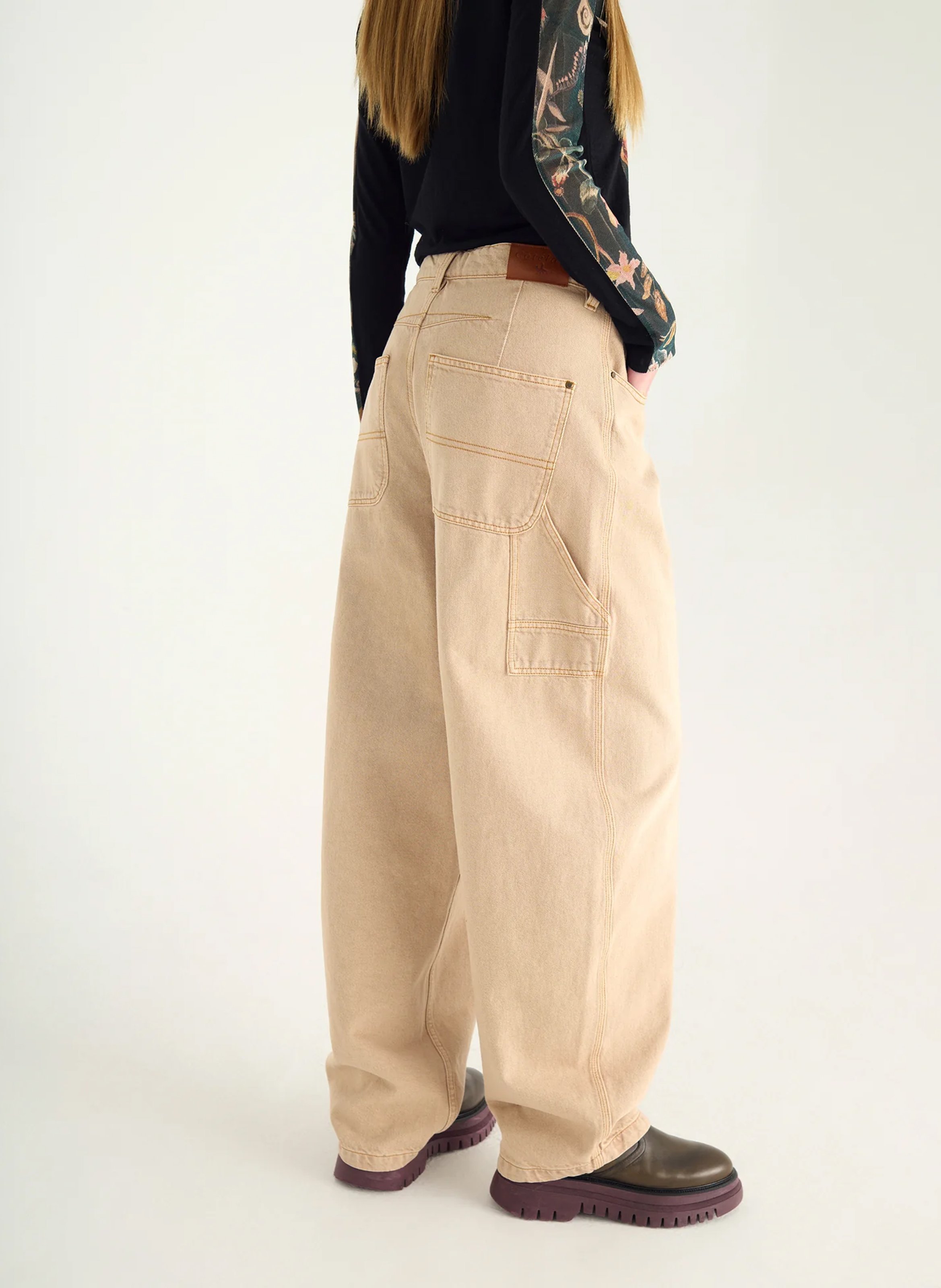 Jean balloon en coton ACOTE Marron