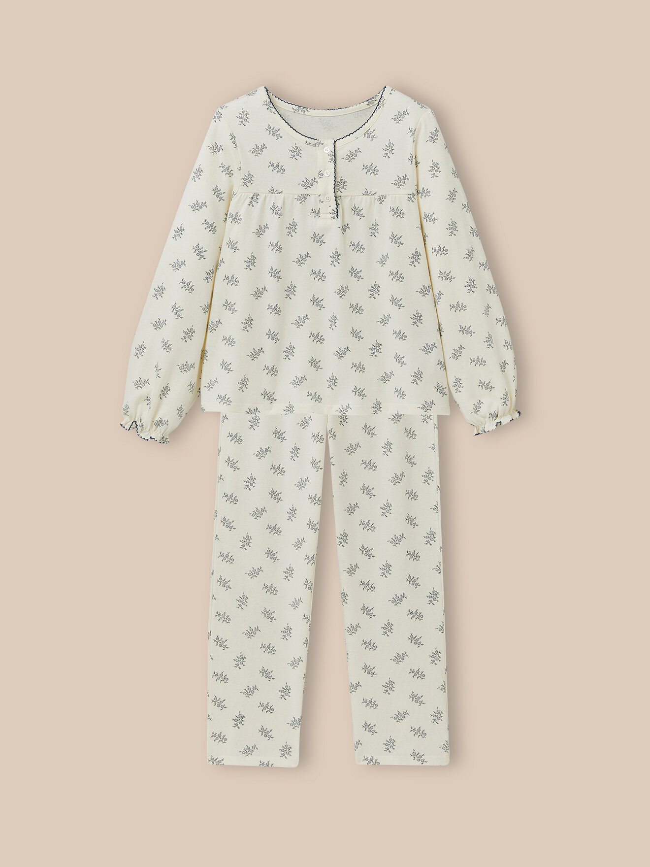 Suzanne printed organic cotton pyjamas CYRILLUS White