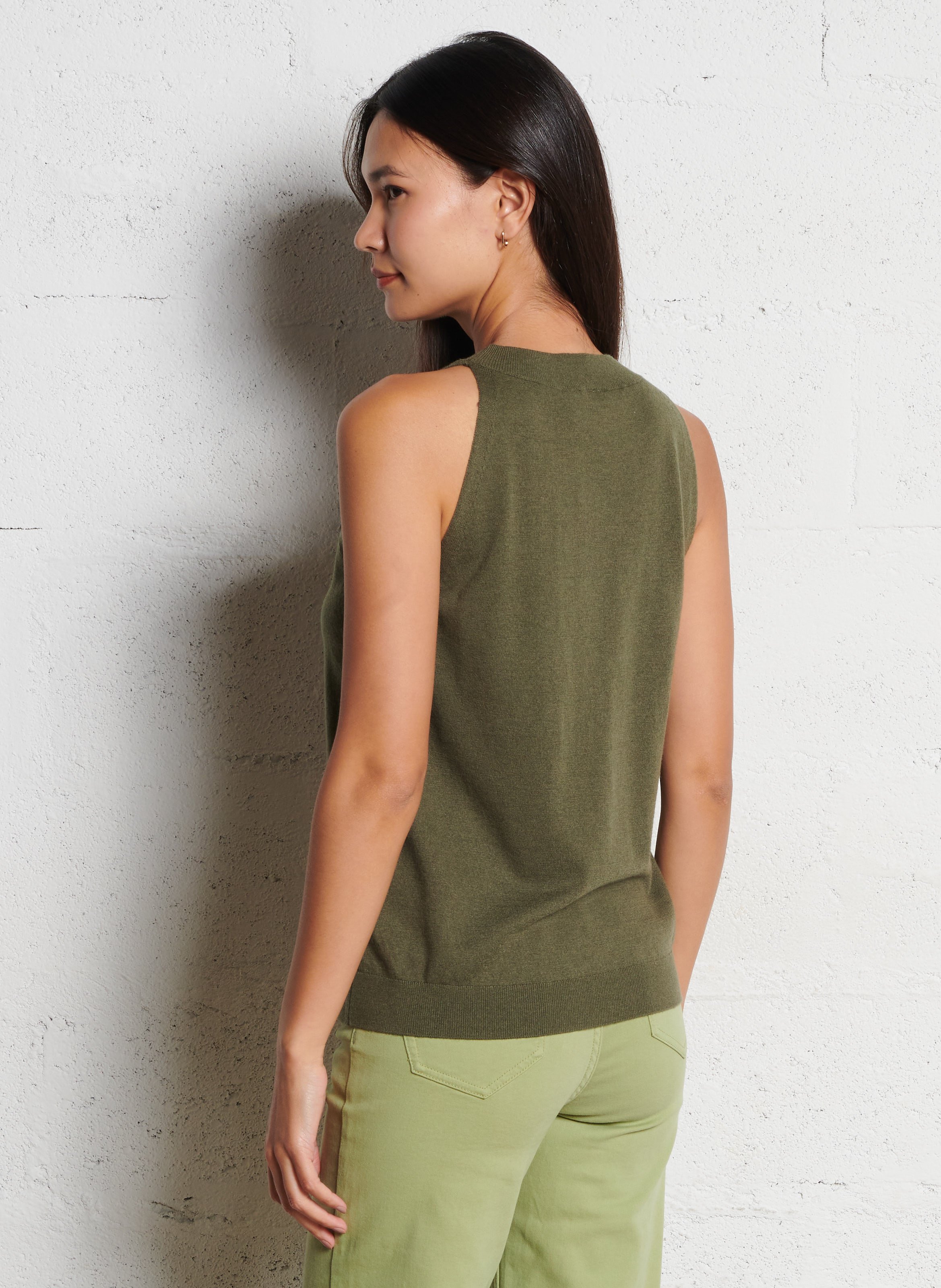 Débardeur droit en maille MAISON 123 Kaki