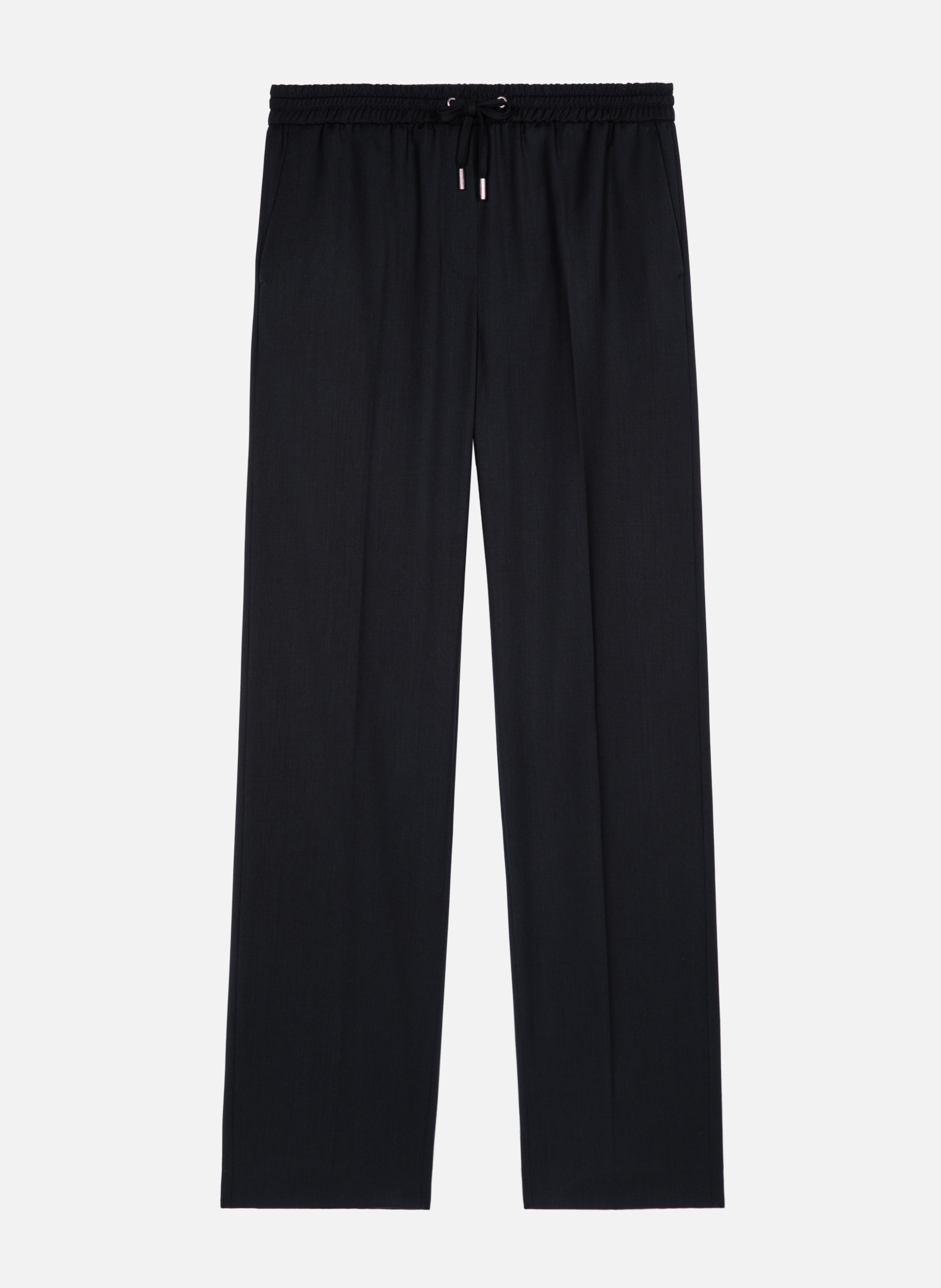 Pantalon droit taille élastiquée en laine THE KOOPLES Bleu