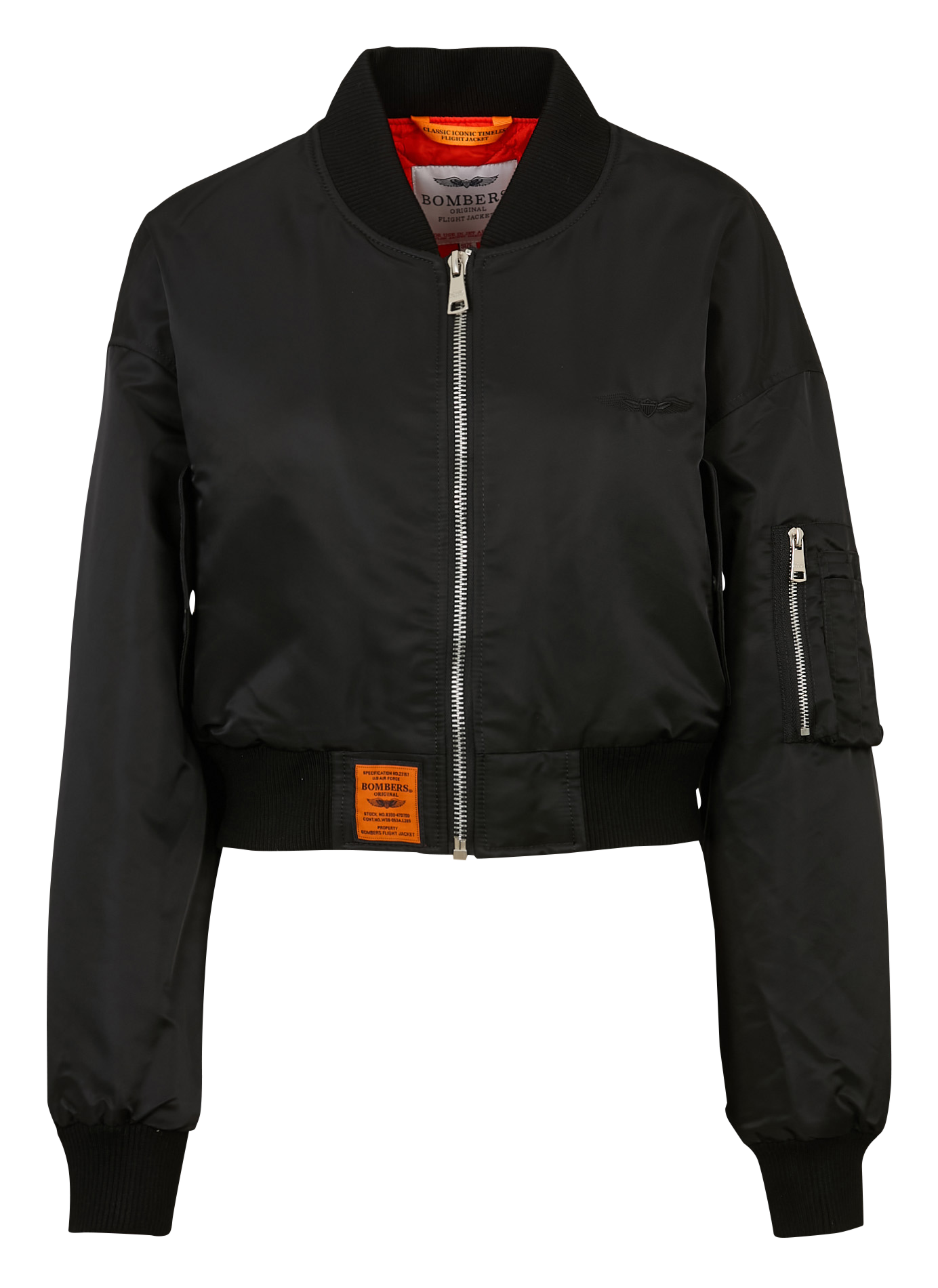Veste courte ample zippée unie BOMBERS ORIGINAL Noir