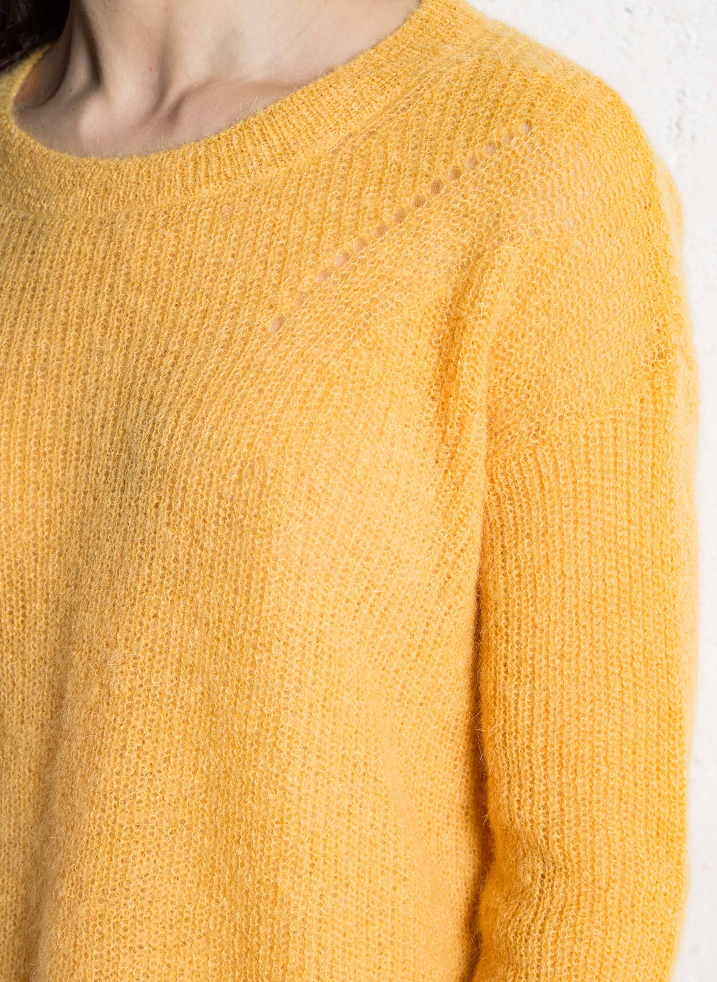 Pull ample col rond en mohair mélangé SUD EXPRESS Jaune