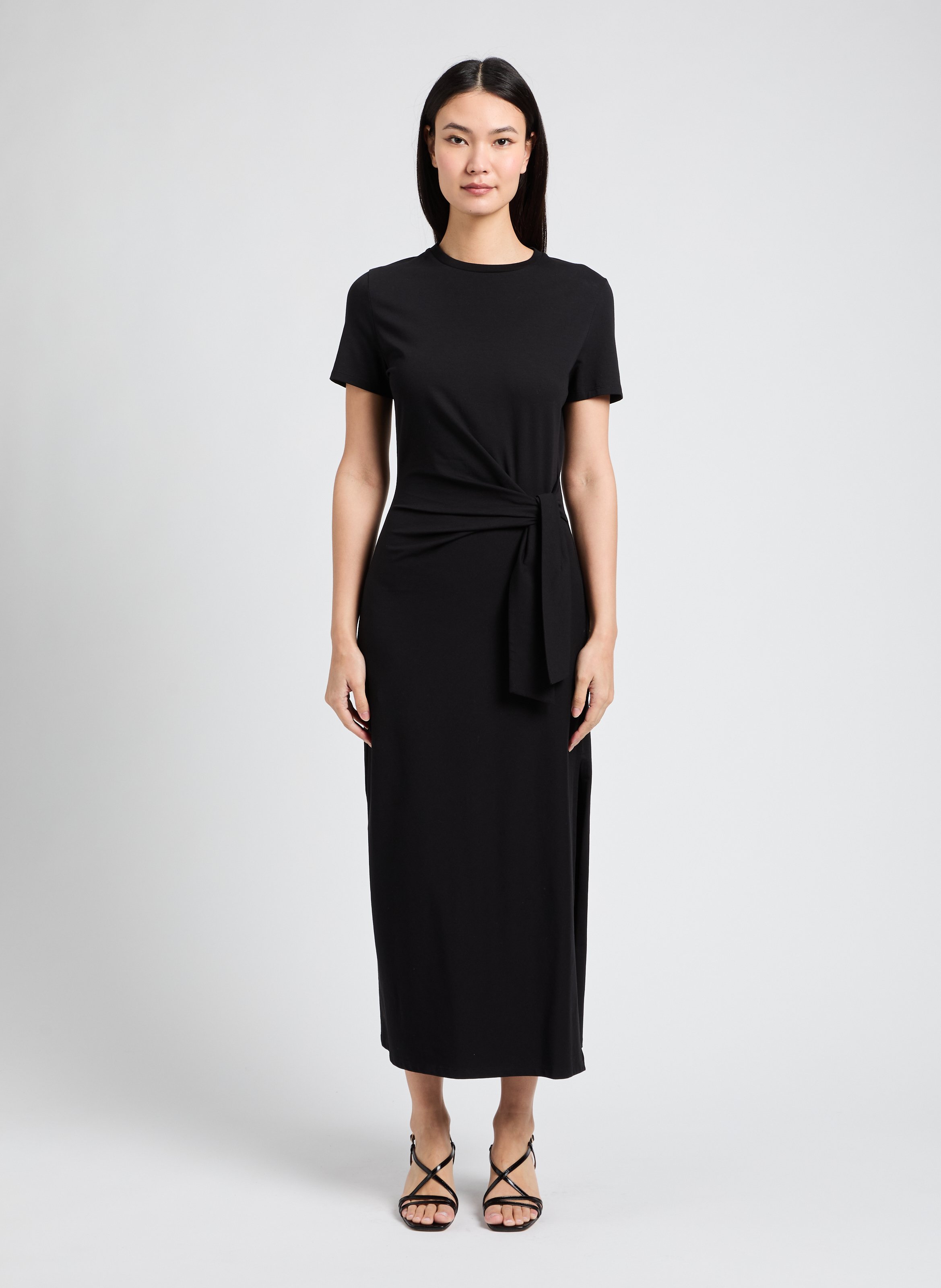 Lange jurk met ronde hals Zwart