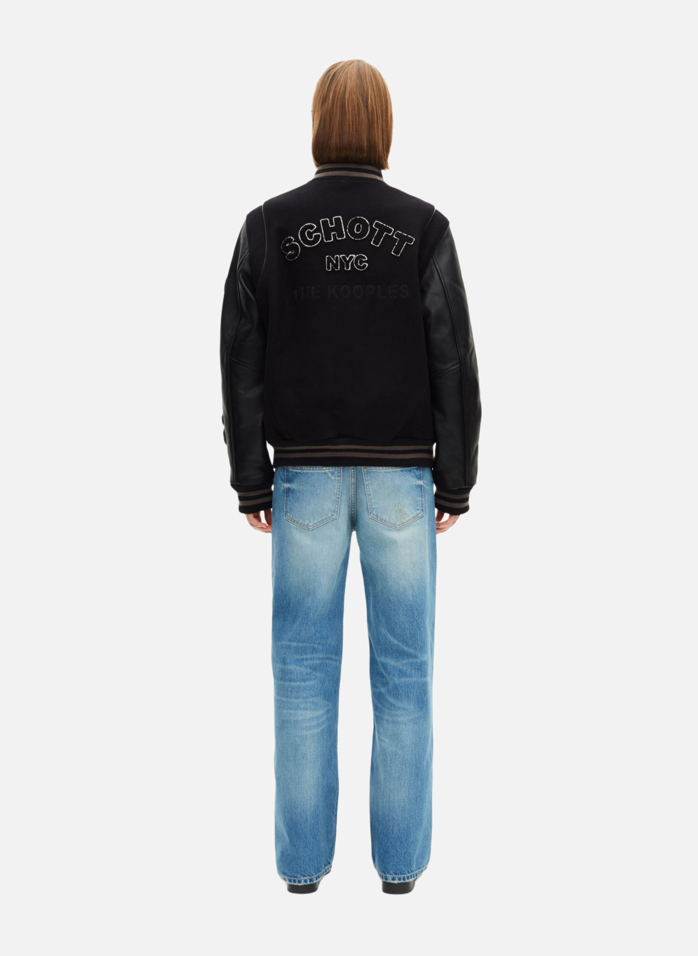 Leather varsity jacket THE KOOPLES Black