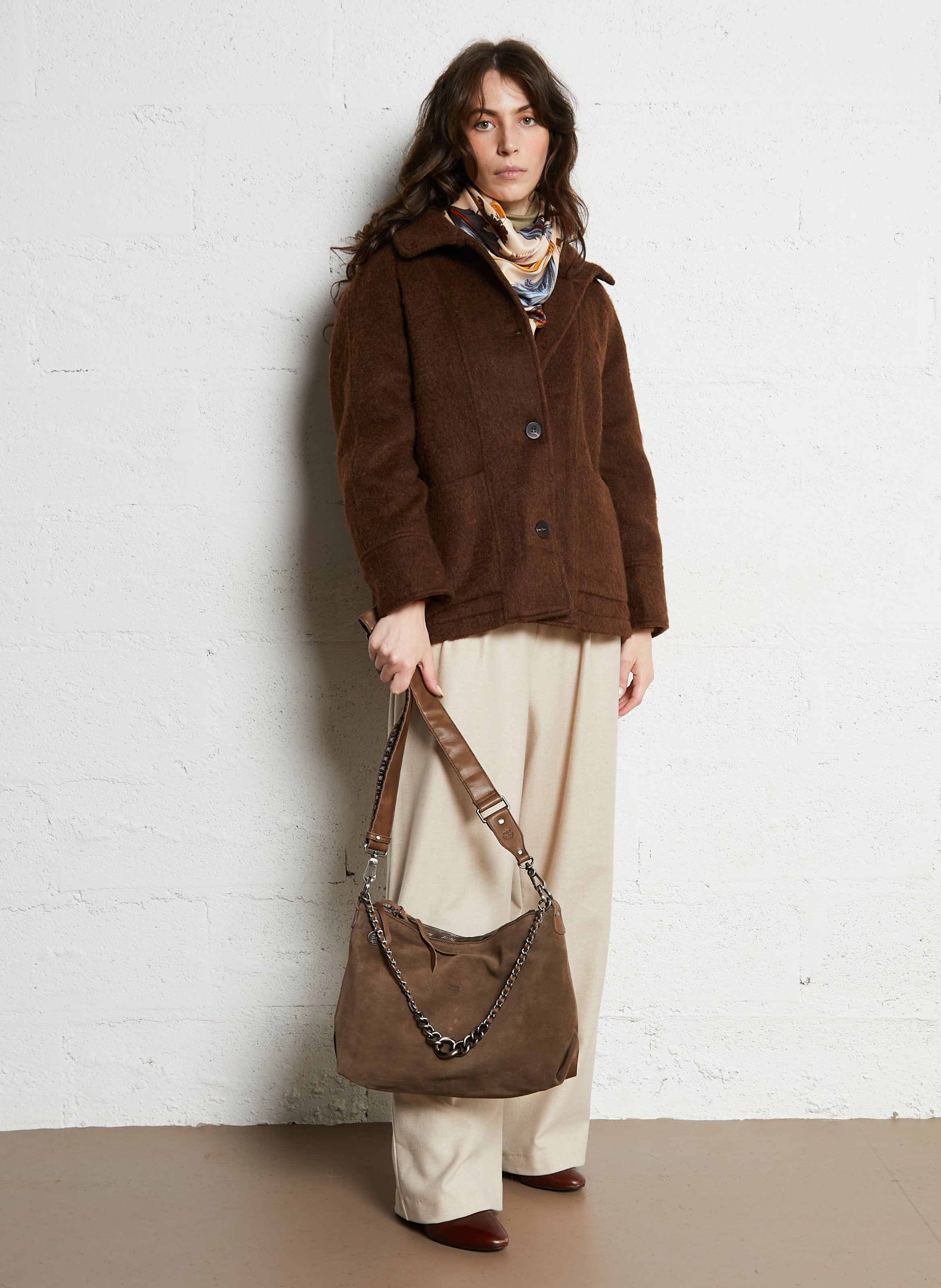 Leren clutch MILA LOUISE Kaki