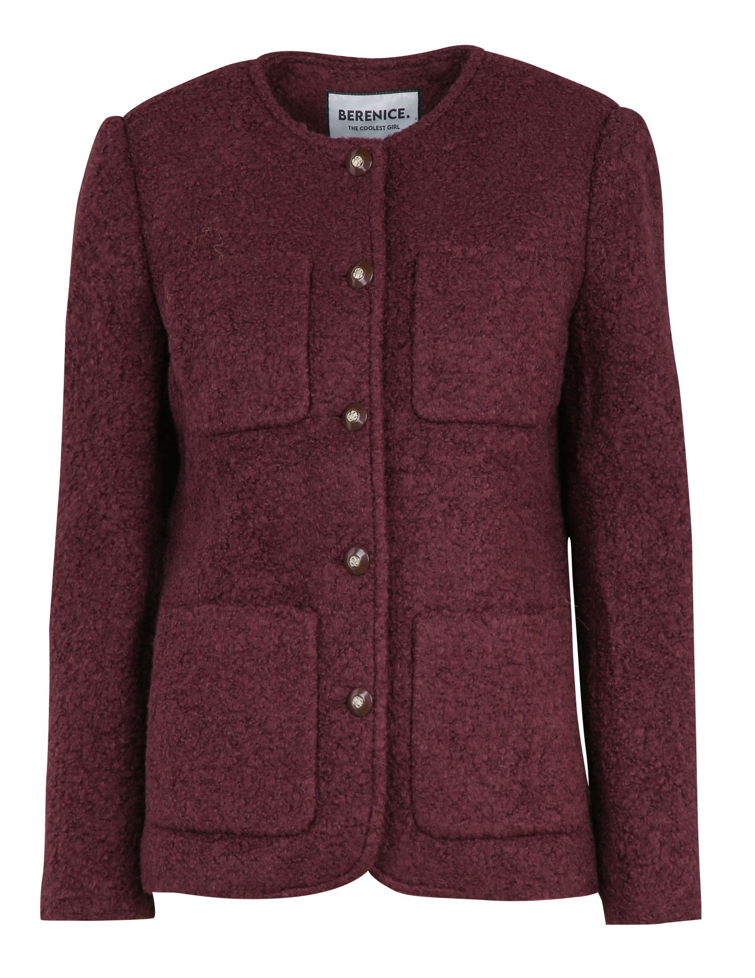 Jasje met ronde hals - wolblend BERENICE Paars