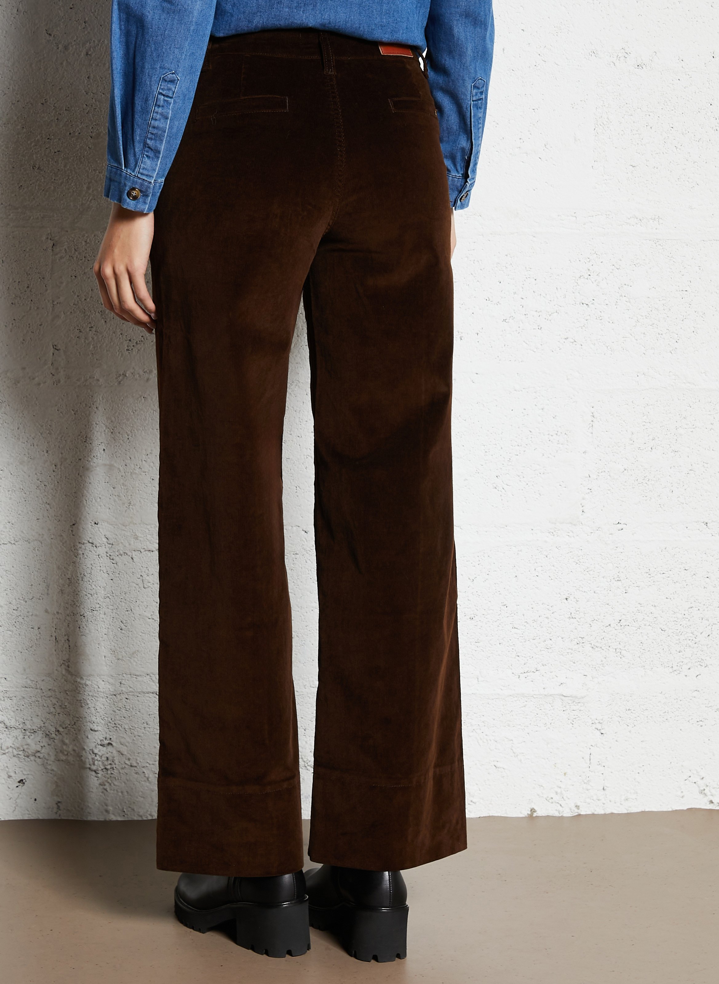 Wide-leg high-waisted cotton-blend pants LA PETITE ETOILE Brown
