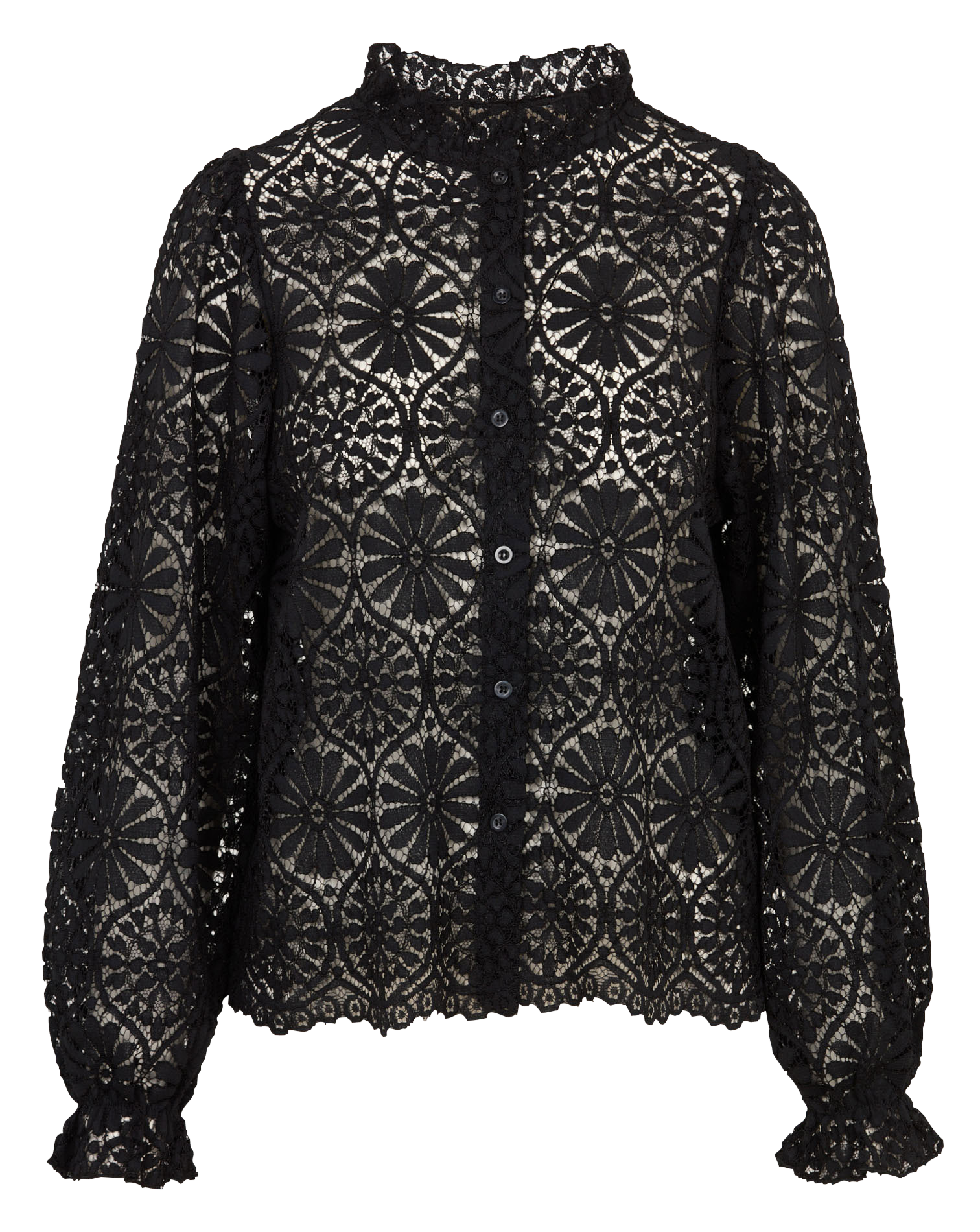 Chemise col victorien en dentelle LA FEE MARABOUTEE Noir