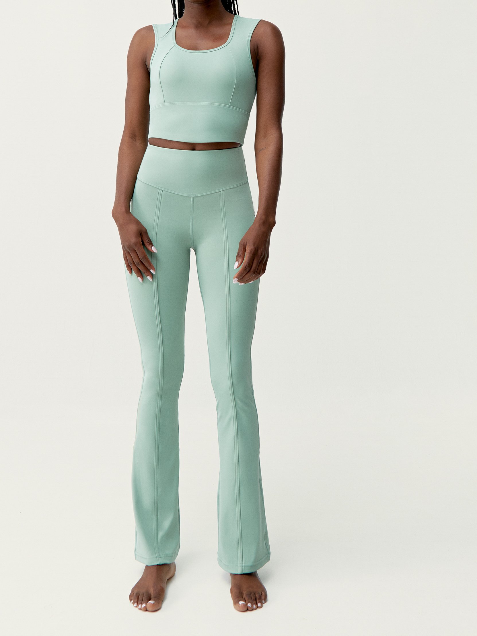 Medium support performance sports bra by ALISHA BORN LIVING YOGA Green