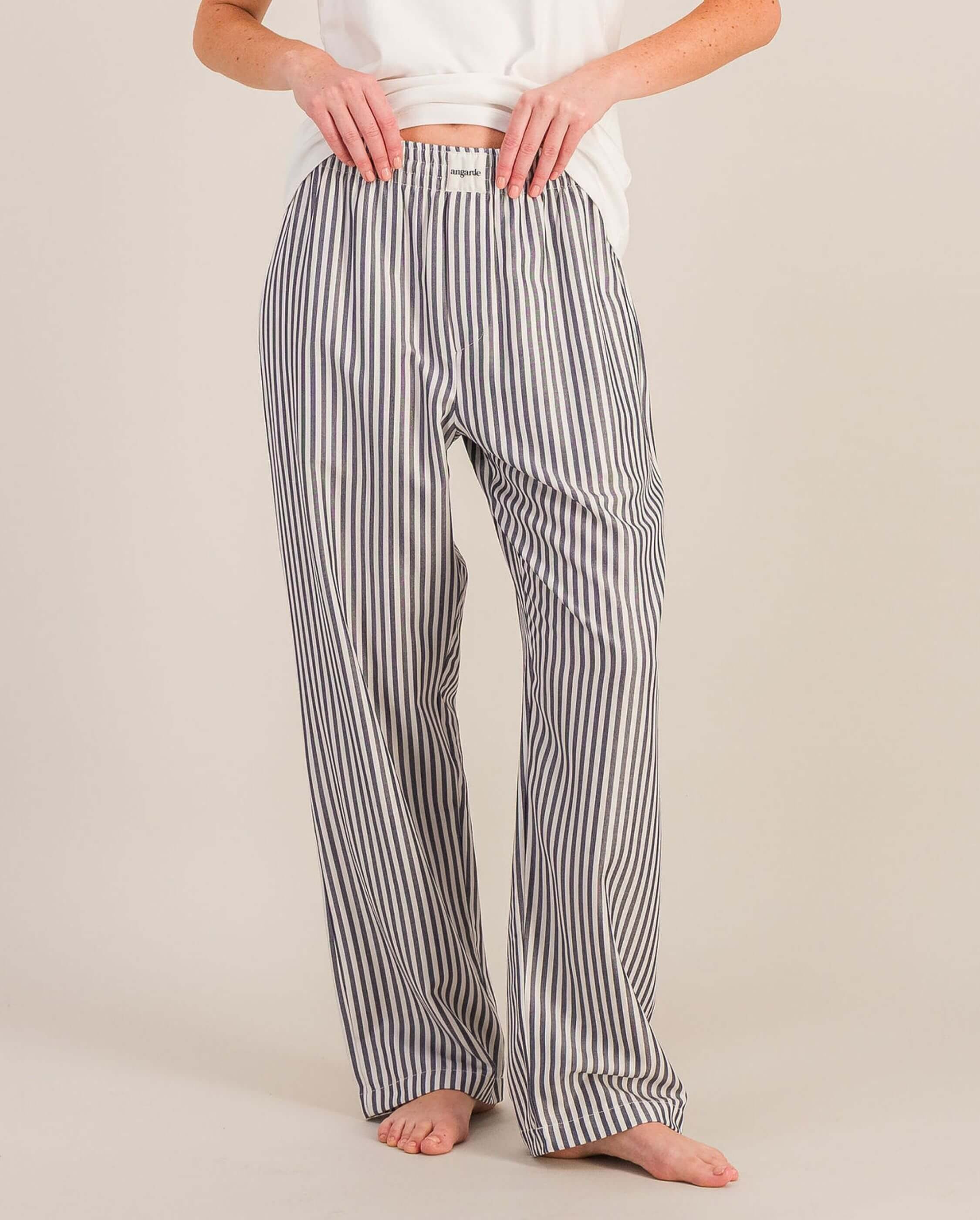 Women's tencel pants, navy stripes ANGARDE Blue