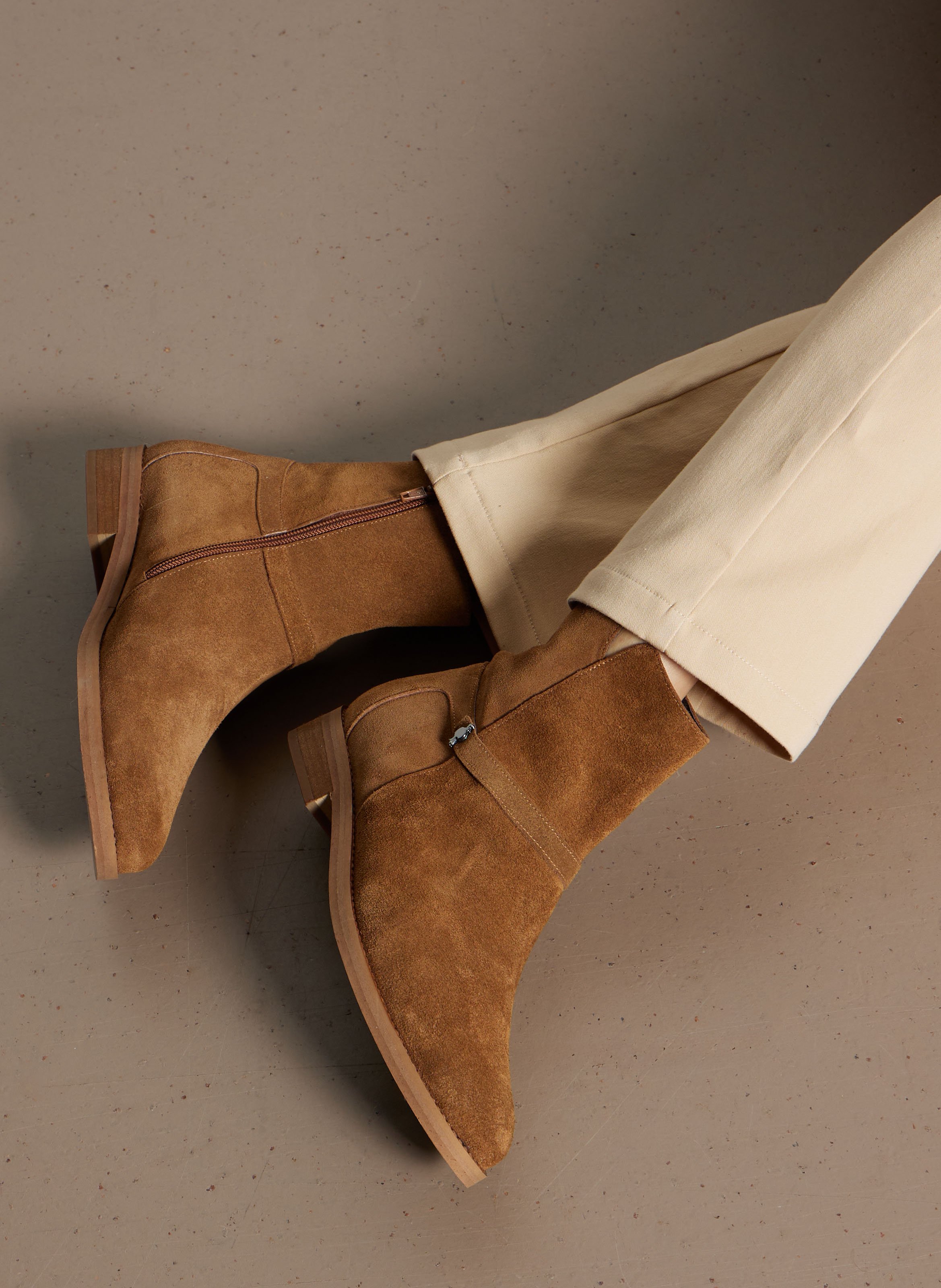 Bottines en cuir velours ONE STEP Marron