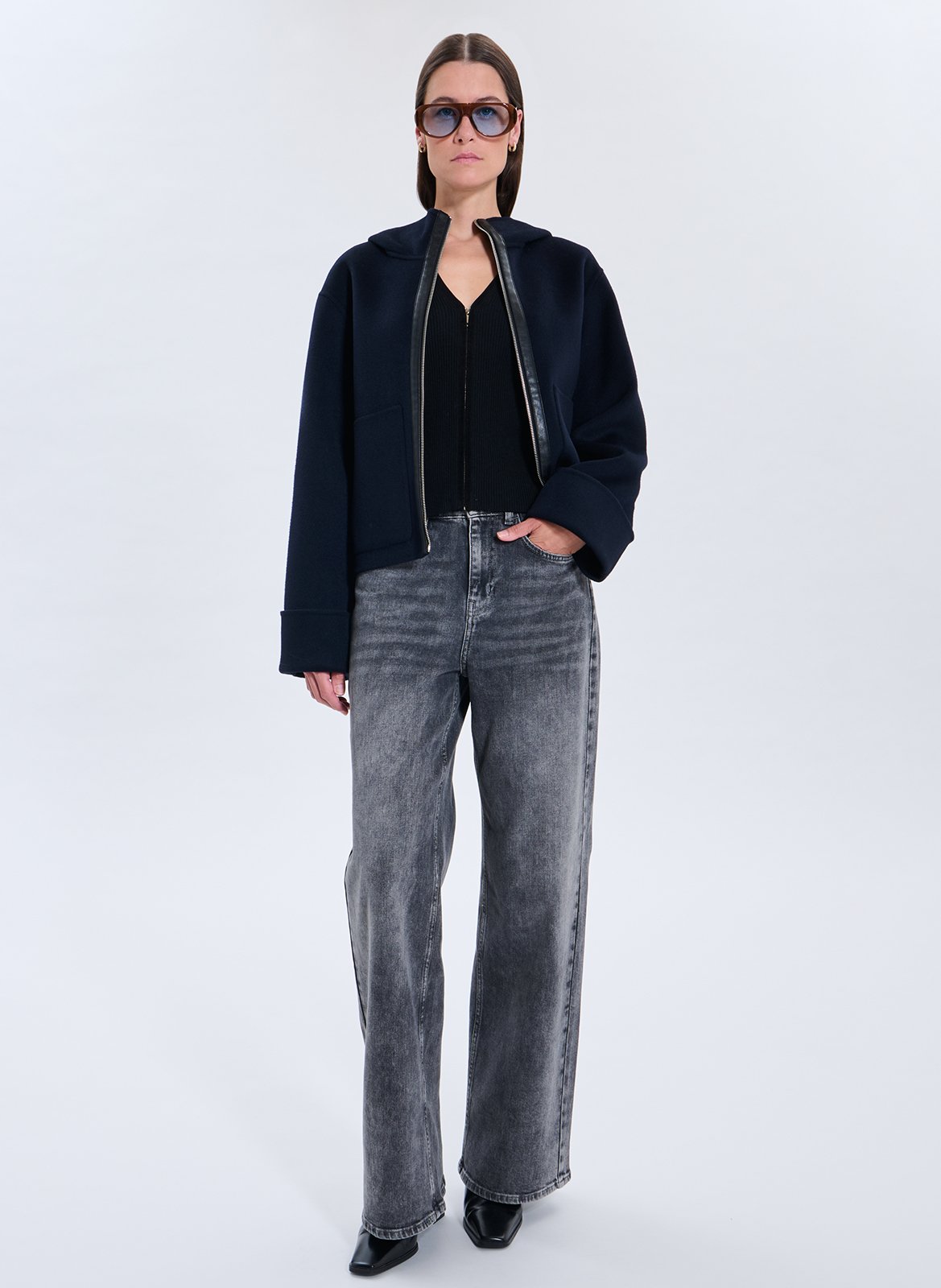 Veste à capuche oversize en laine mélangée ZAPA