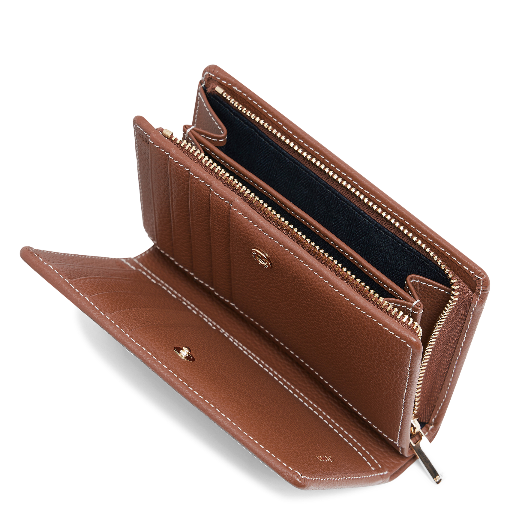 Portefeuille moyen uni en cuir grainé LE TANNEUR Marron