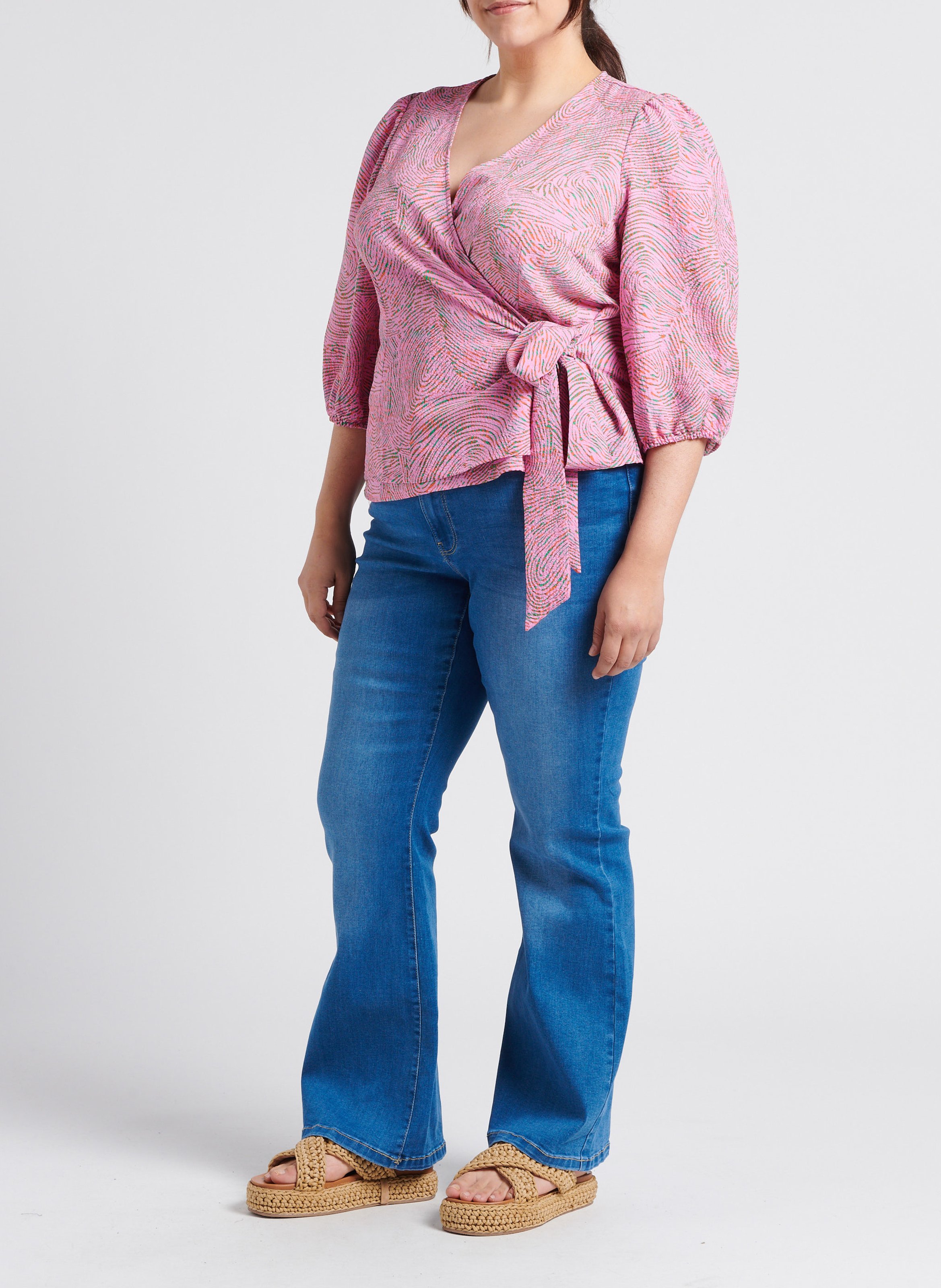 Bedruckte Wickelbluse VERO MODA CURVE Rosa