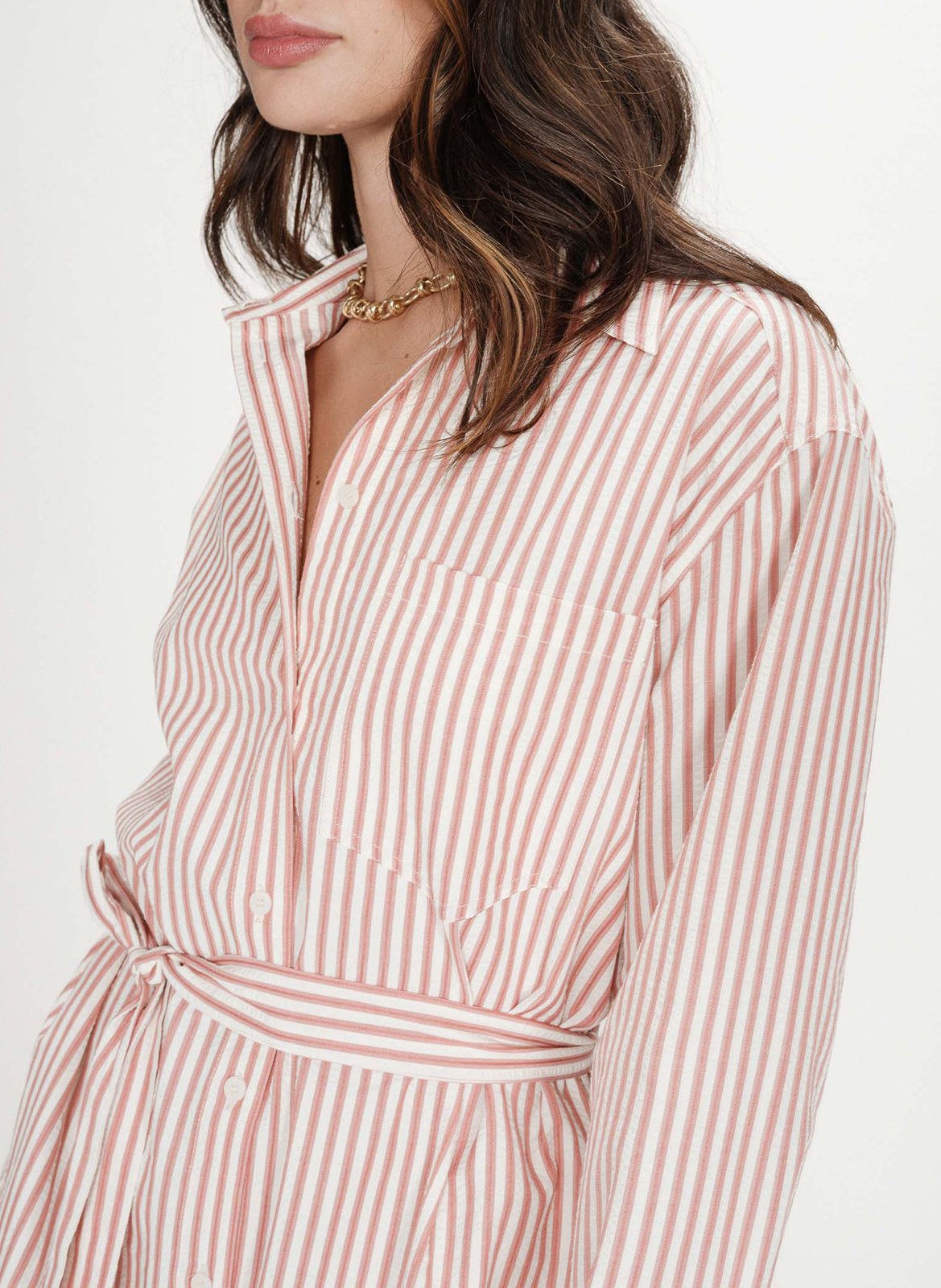 Robe courte col classique en coton mélangé GRACE ET MILA Rose