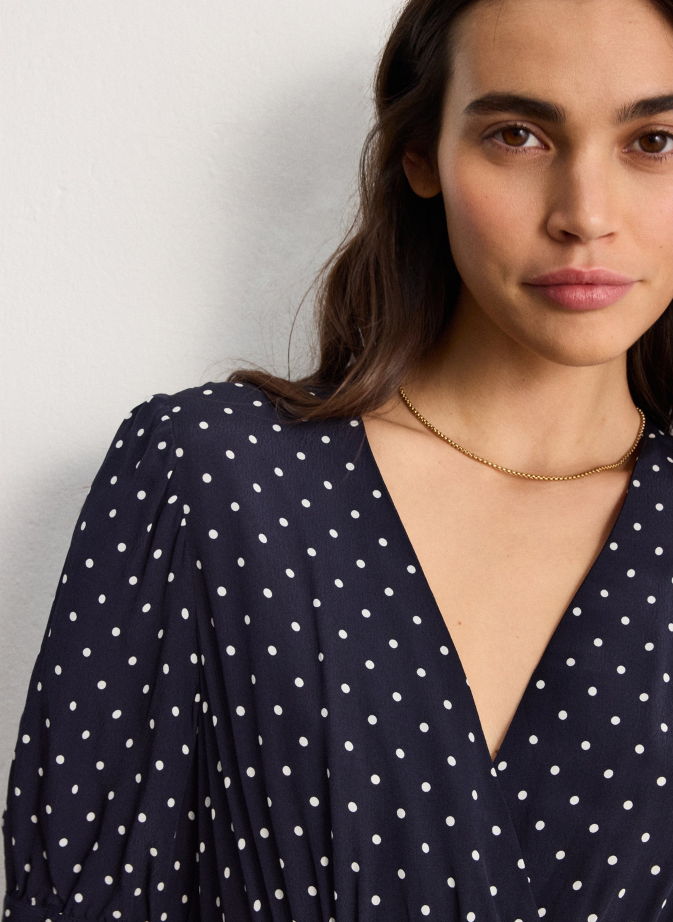 Robe longue col V imprimé PABLO Bleu