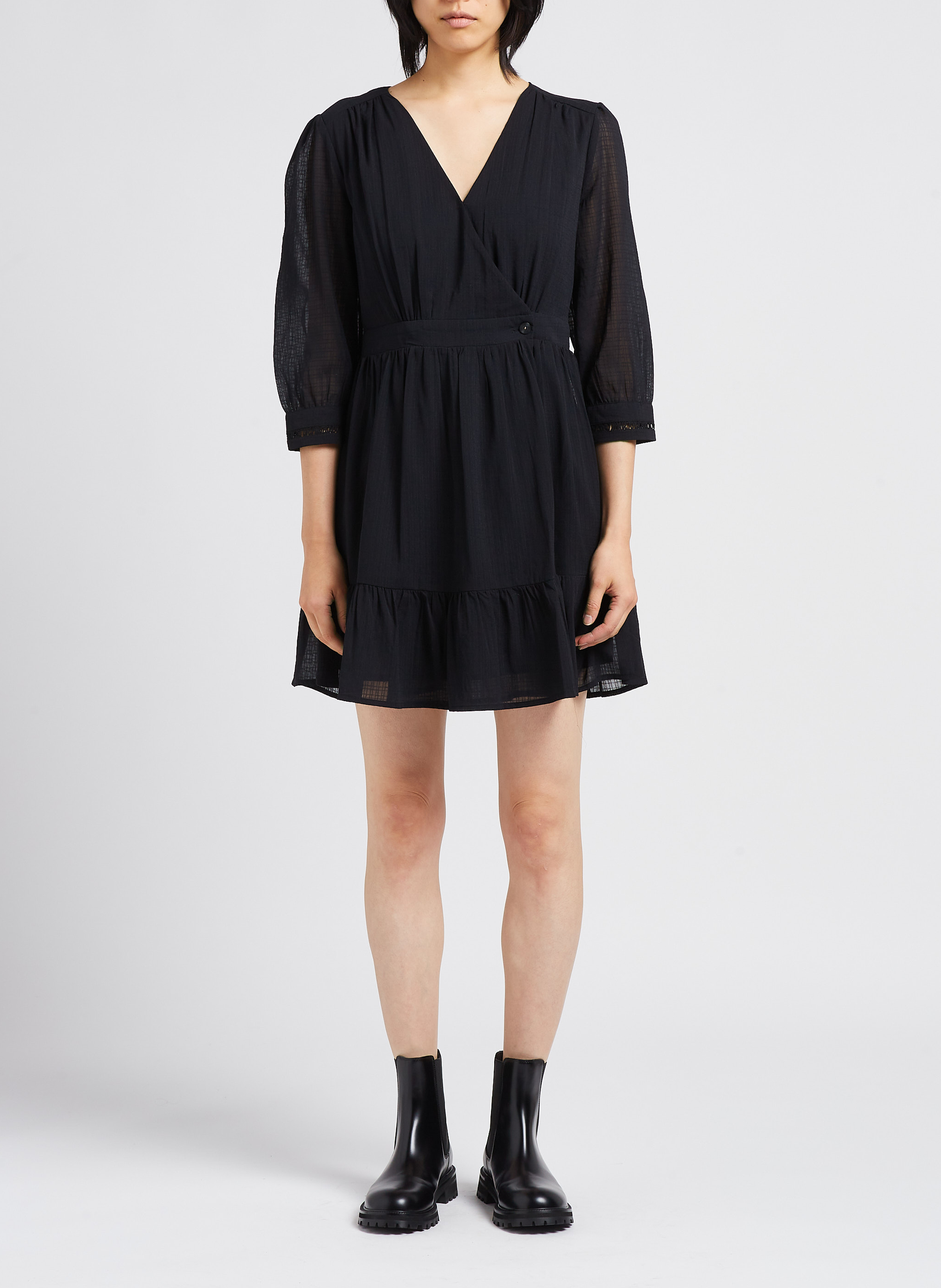 Fitted V-neck dress SCOTCH AND SODA Black