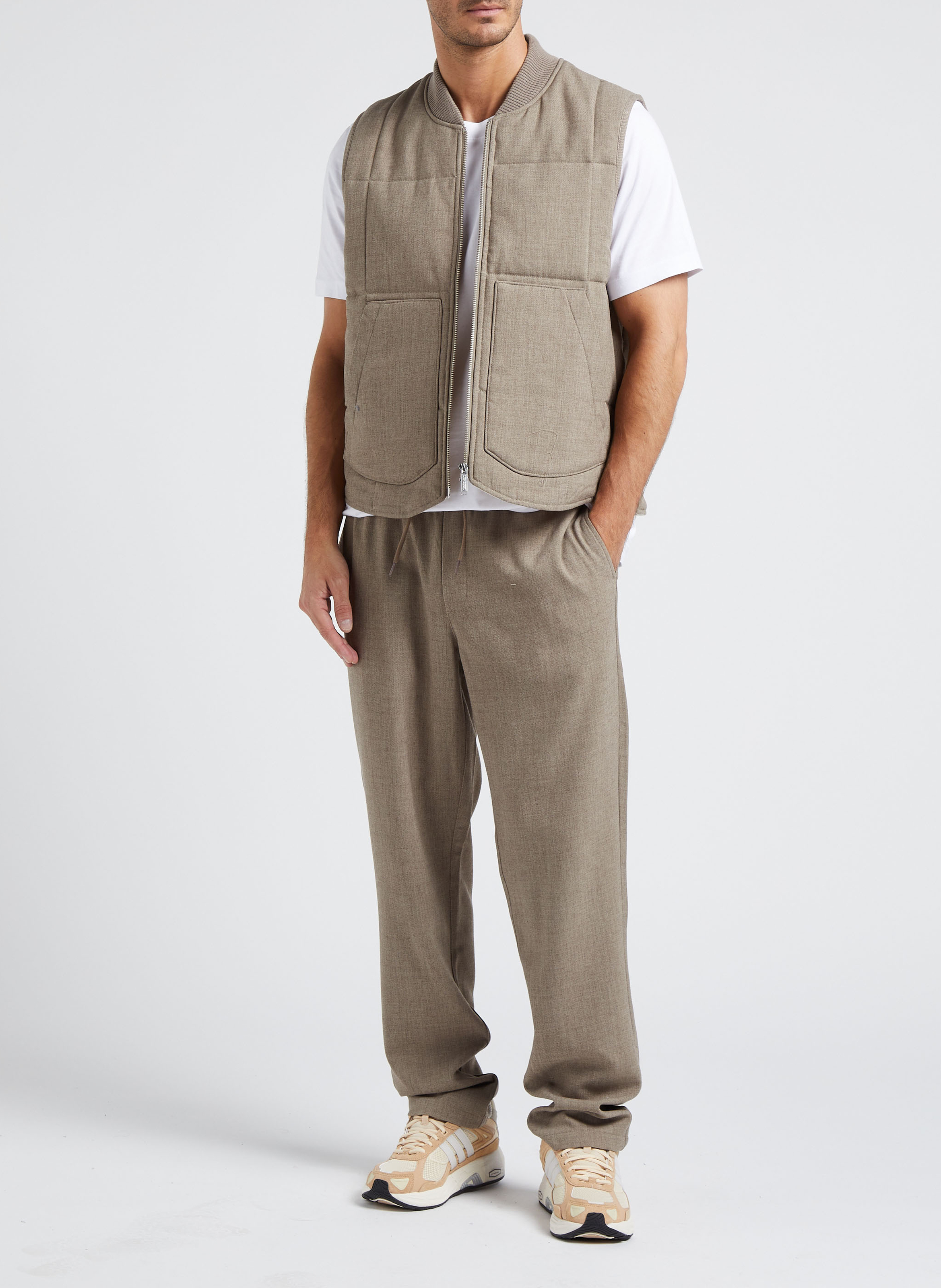 Veste col rond matelassée LES DEUX Beige