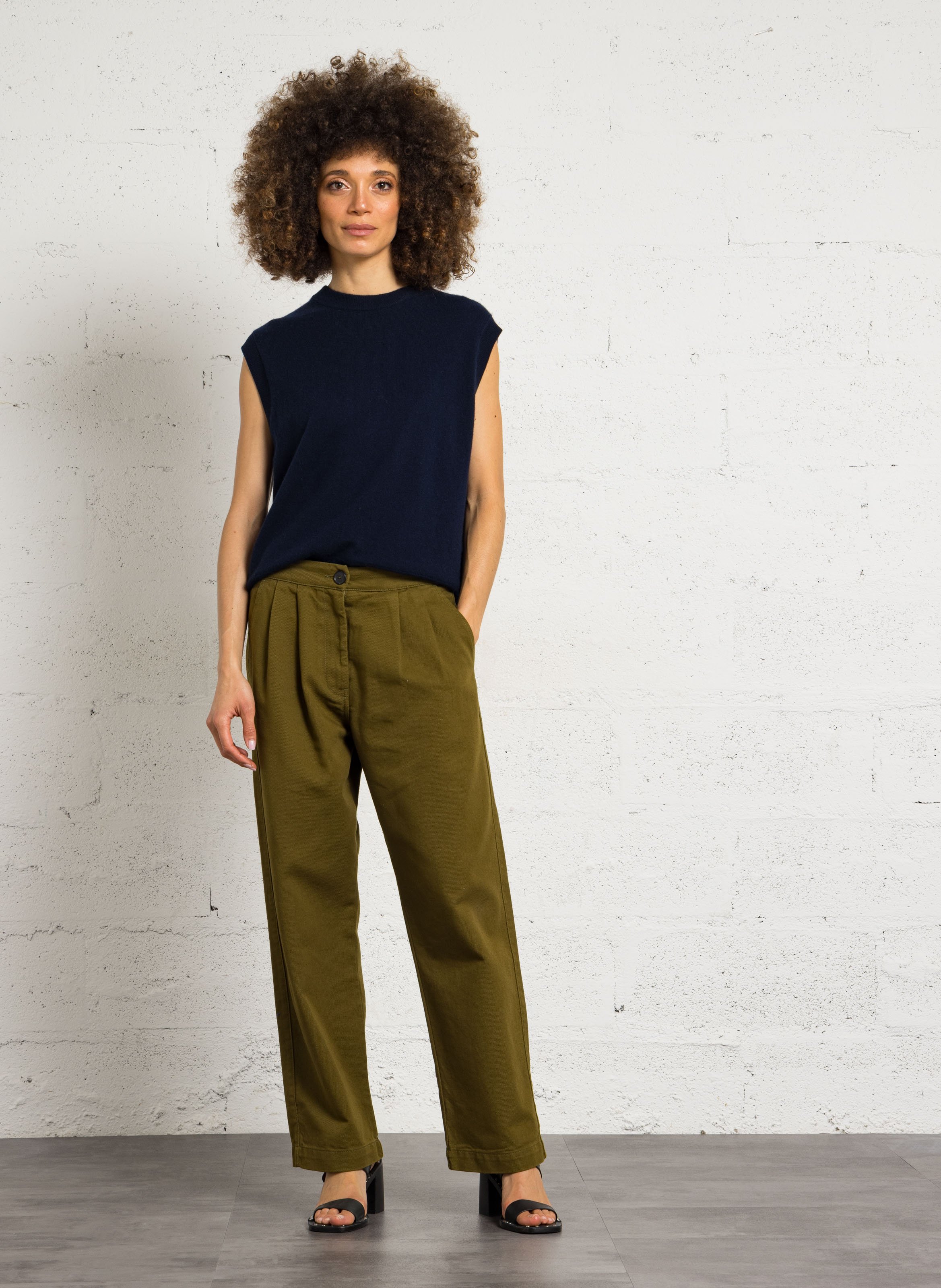 Ärmelloses Oversize-Pullover mit Rundhalsausschnitt aus Kaschmir SUD EXPRESS Blau