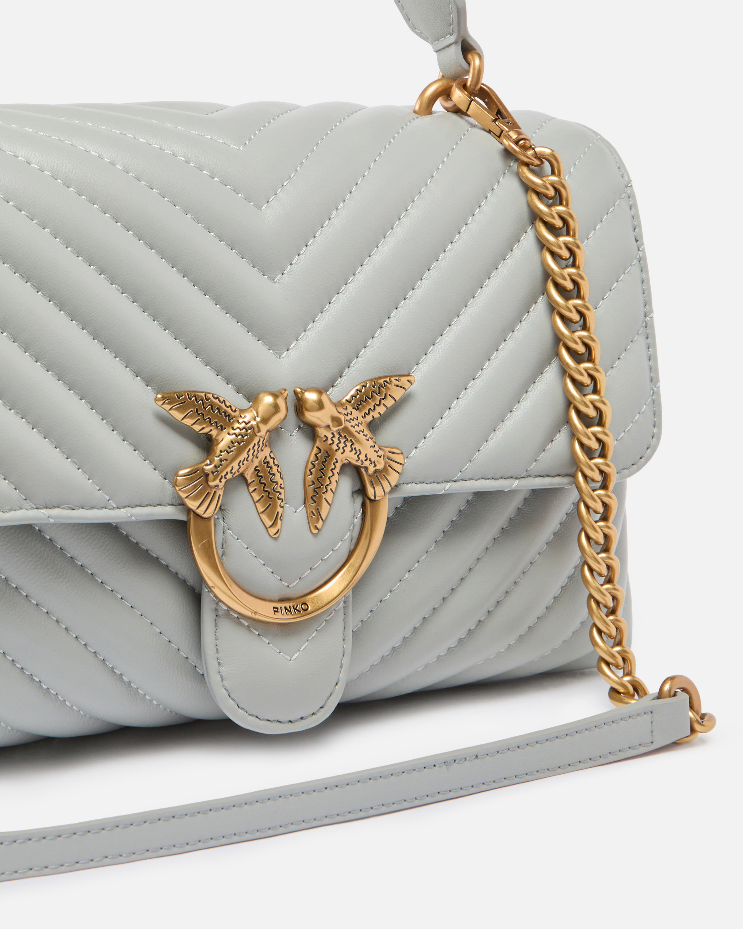 Medium Love Bag Puff Chevron in Nappa Leather PINKO Grey