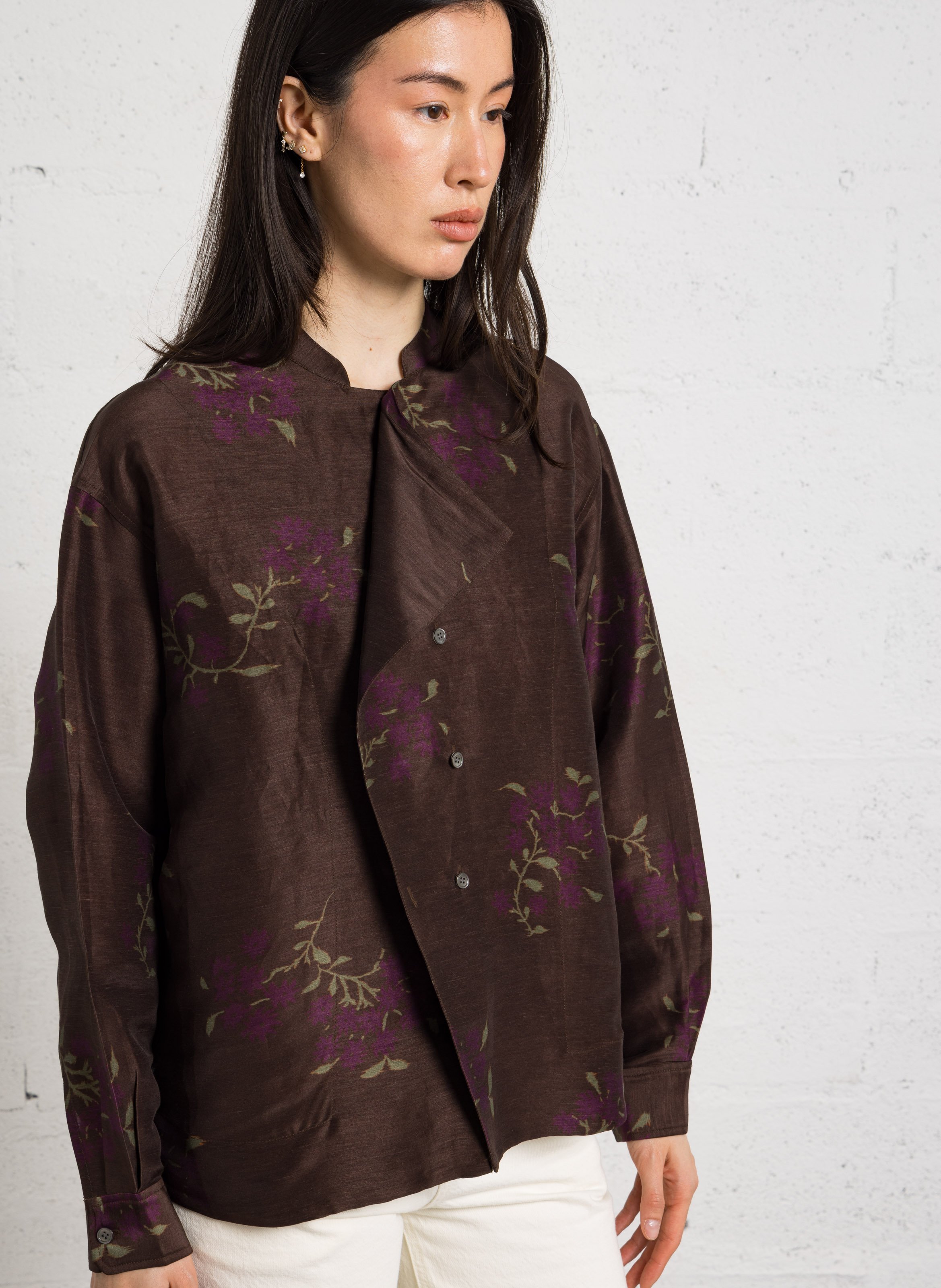 Shirt with Mao collar in blended linen SOEUR
