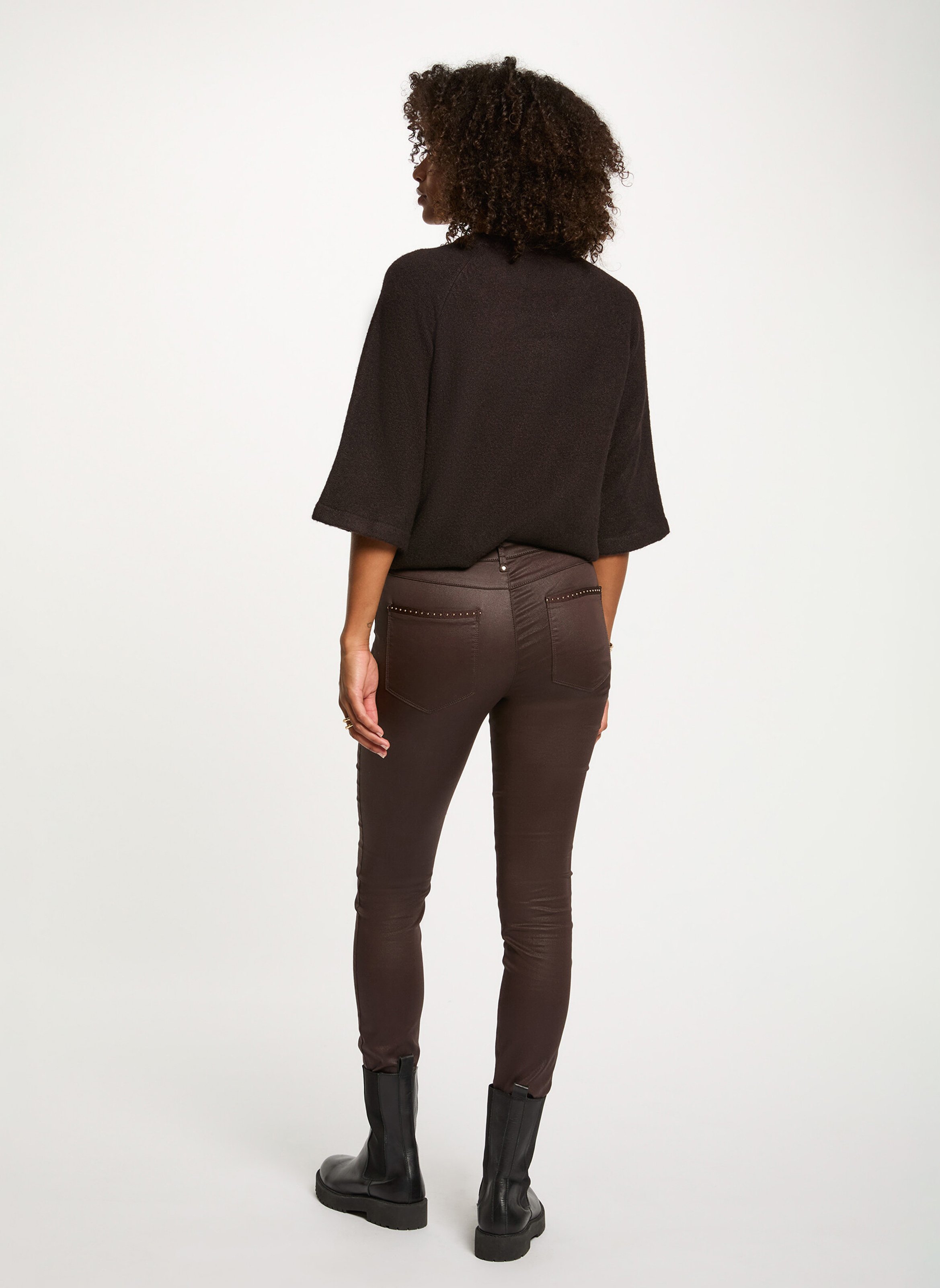 Beschichtete Slimfit-Hose MORGAN Braun