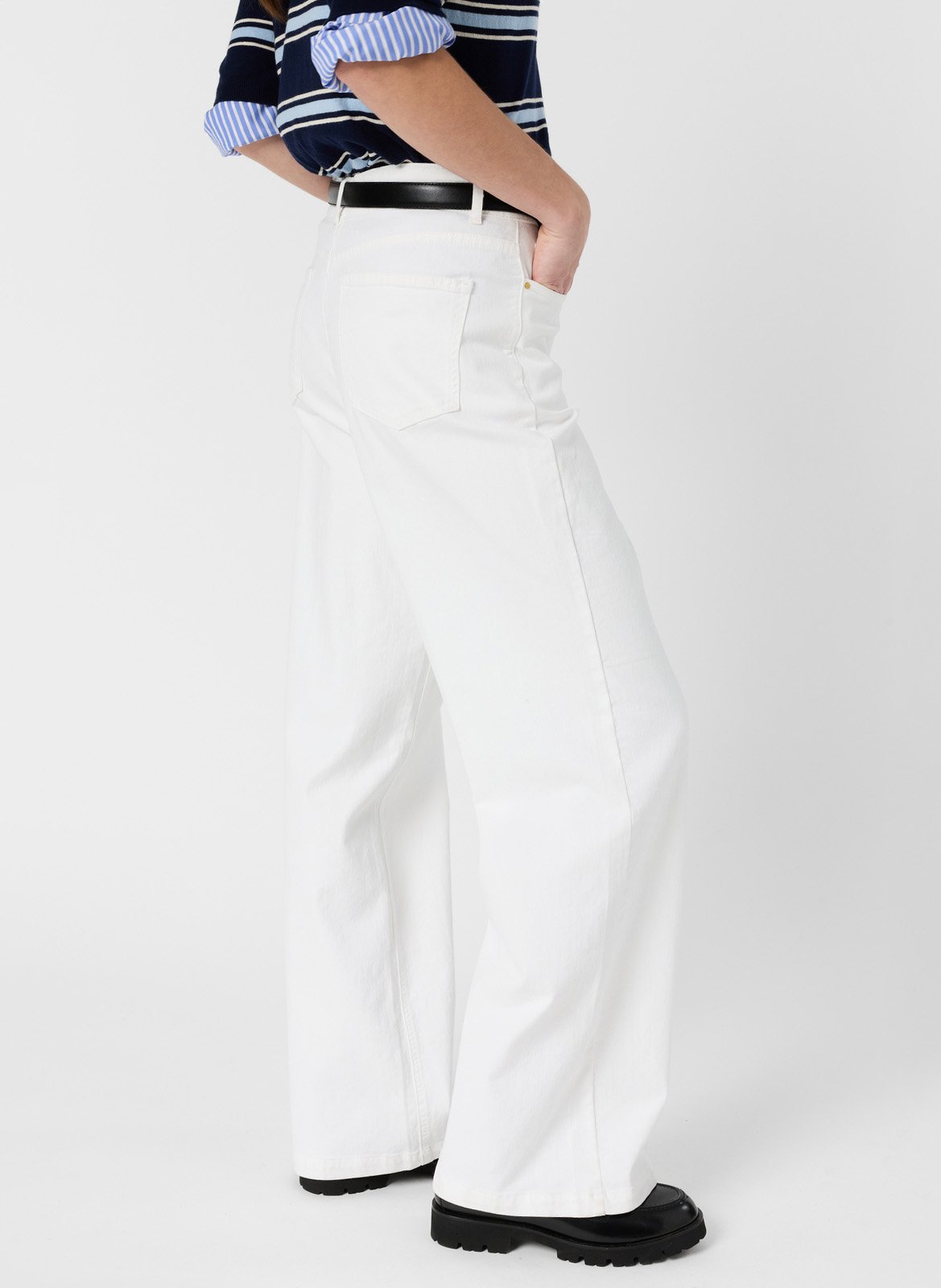 Jean taille haute large uni Blanc
