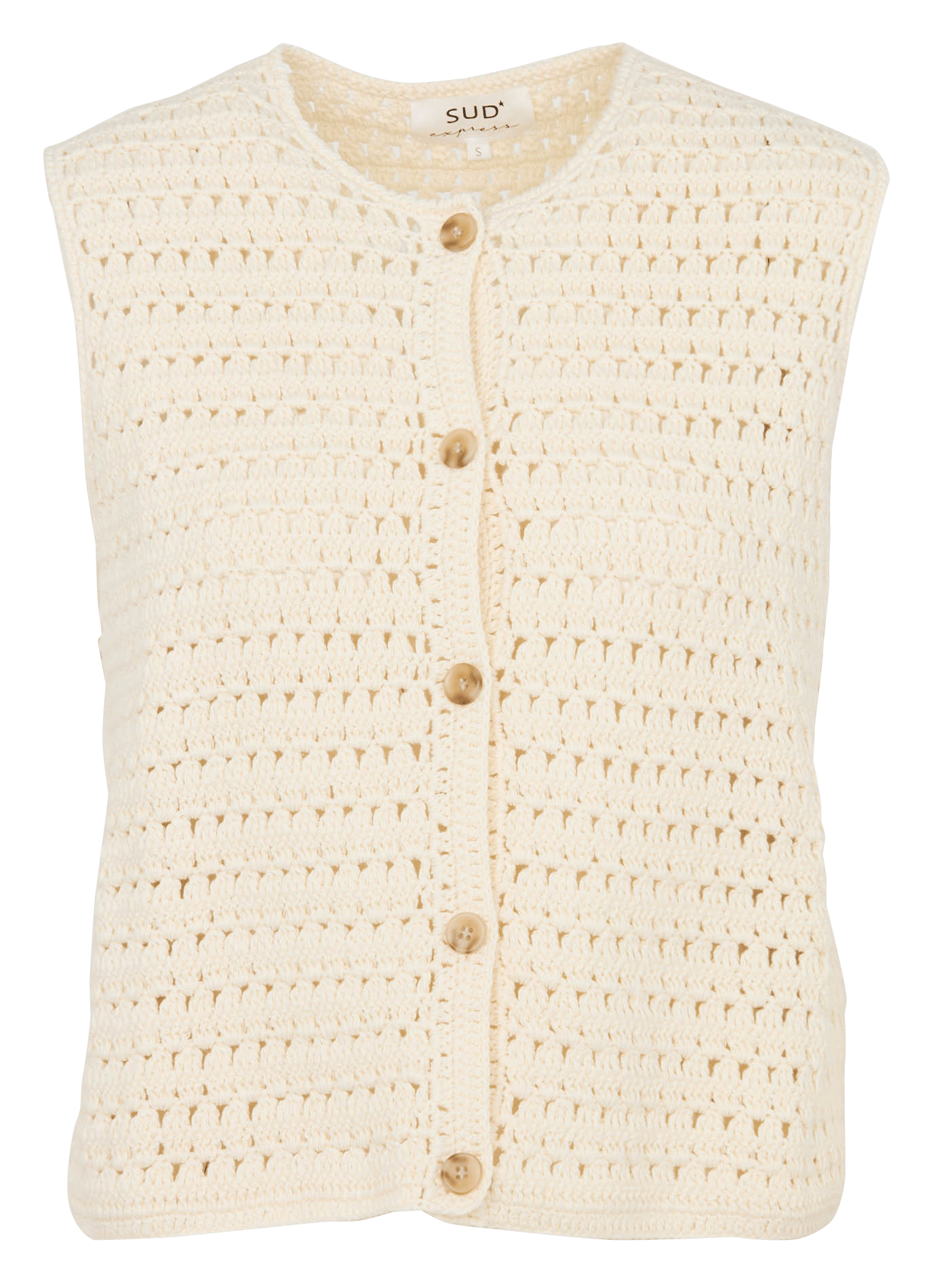 Recht vest met ronde hals | katoenblend SUD EXPRESS Beige