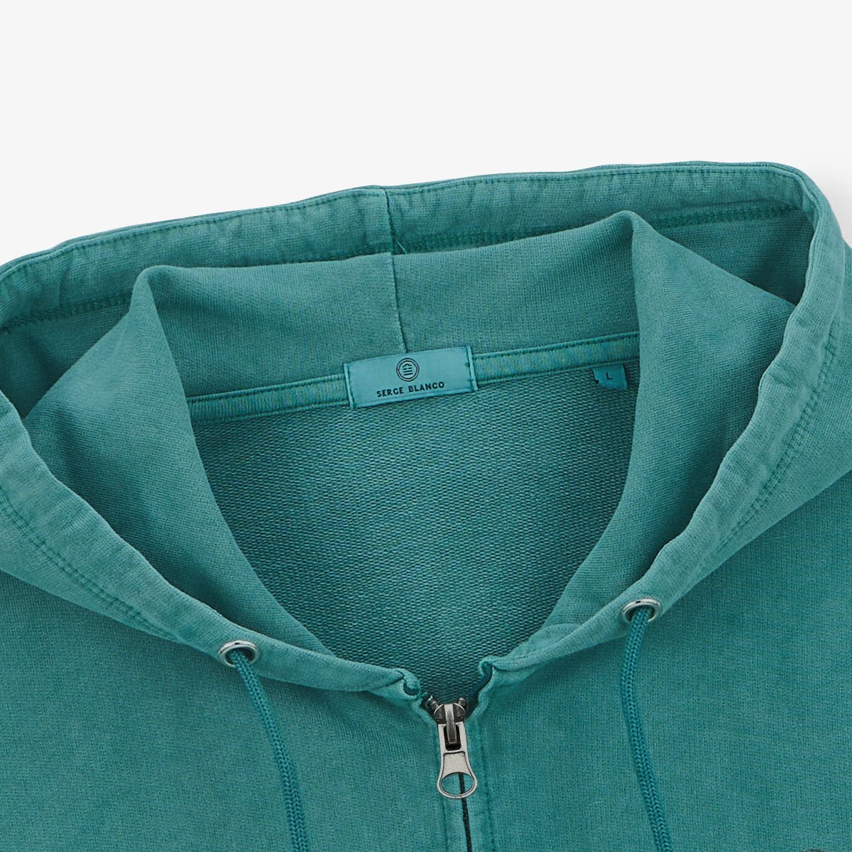 Zip-up hoodie in old dye cotton SERGE BLANCO Green