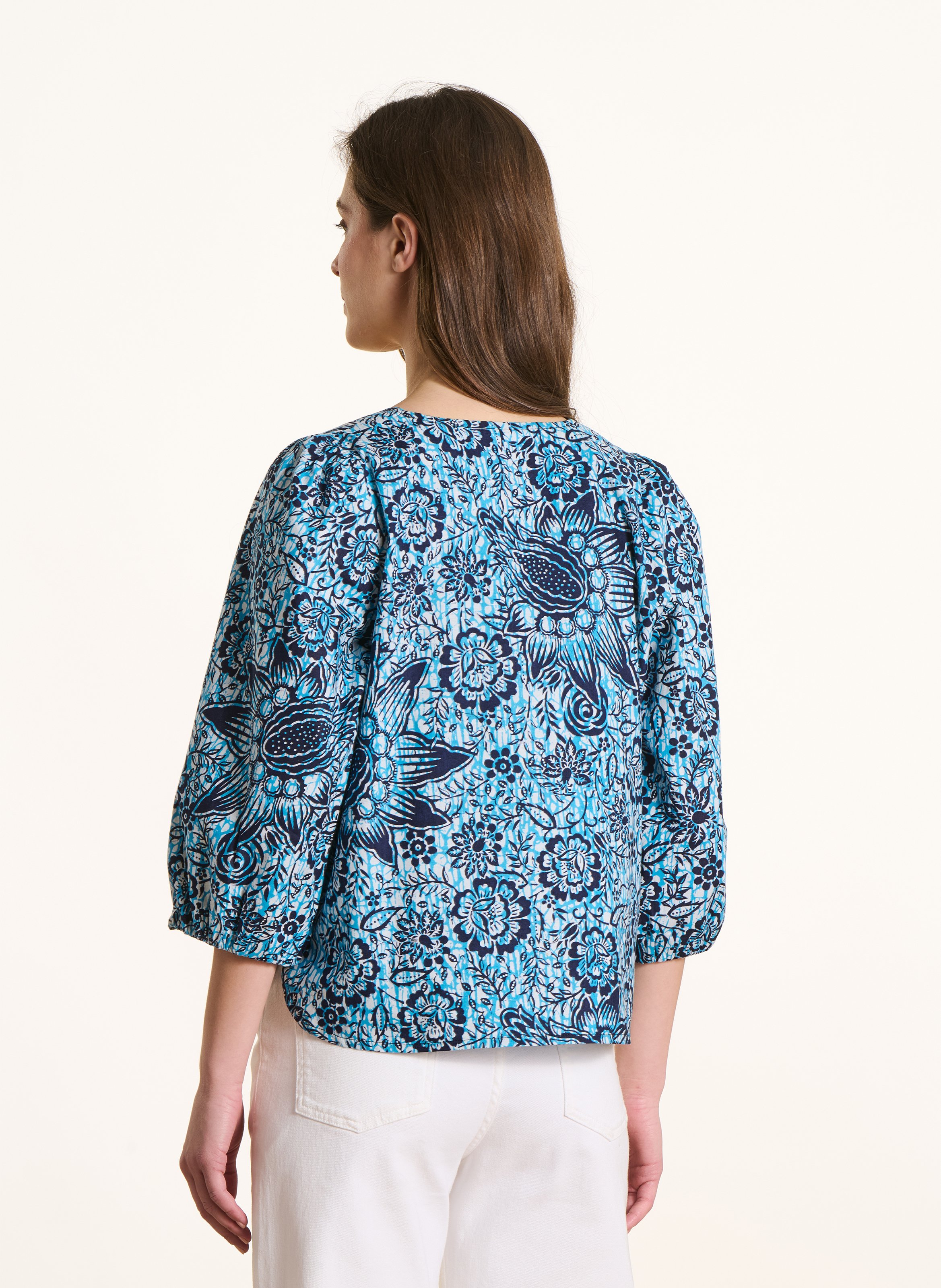 Cotton henley blouse LA FEE MARABOUTEE Blue