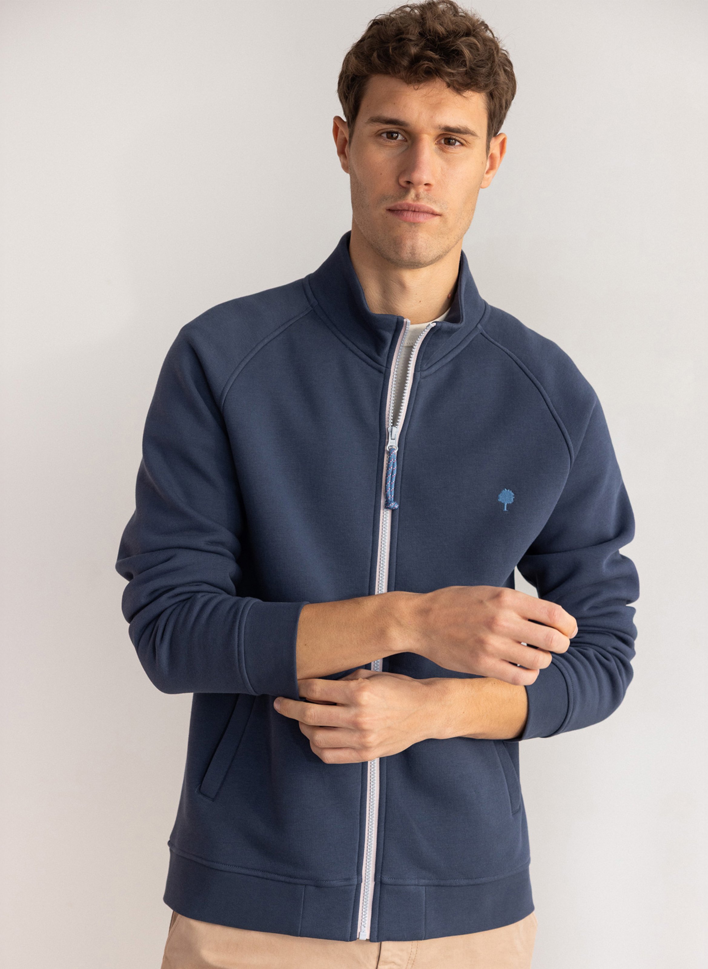 Recht vest met opstaande kraag van gemengd katoen FAGUO Blauw