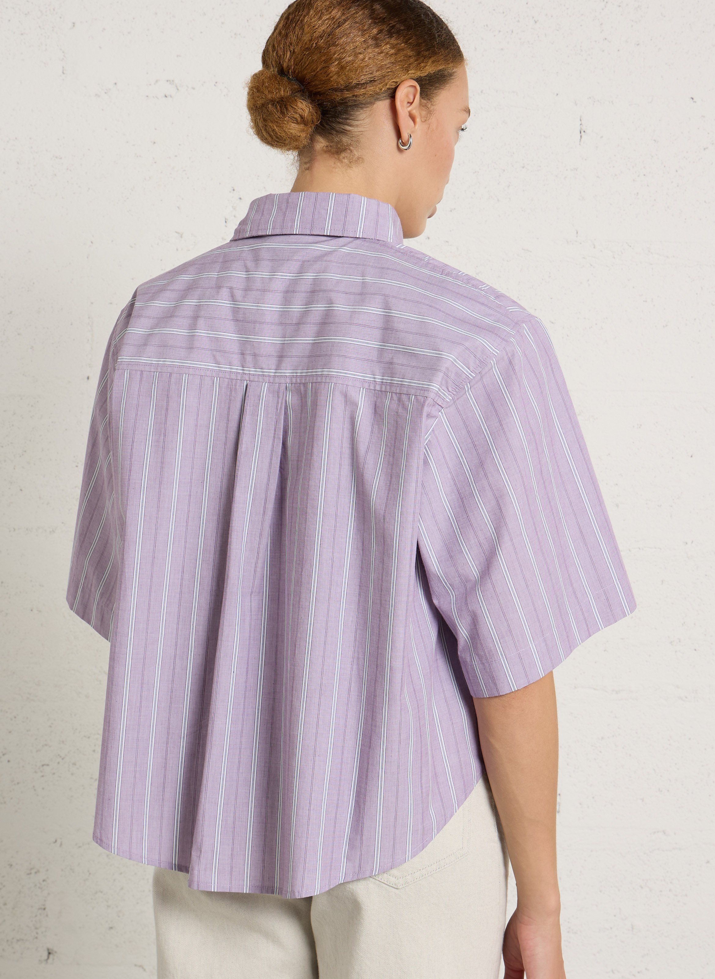 Chemise oversize col classique en coton rayé HOD PARIS Violet